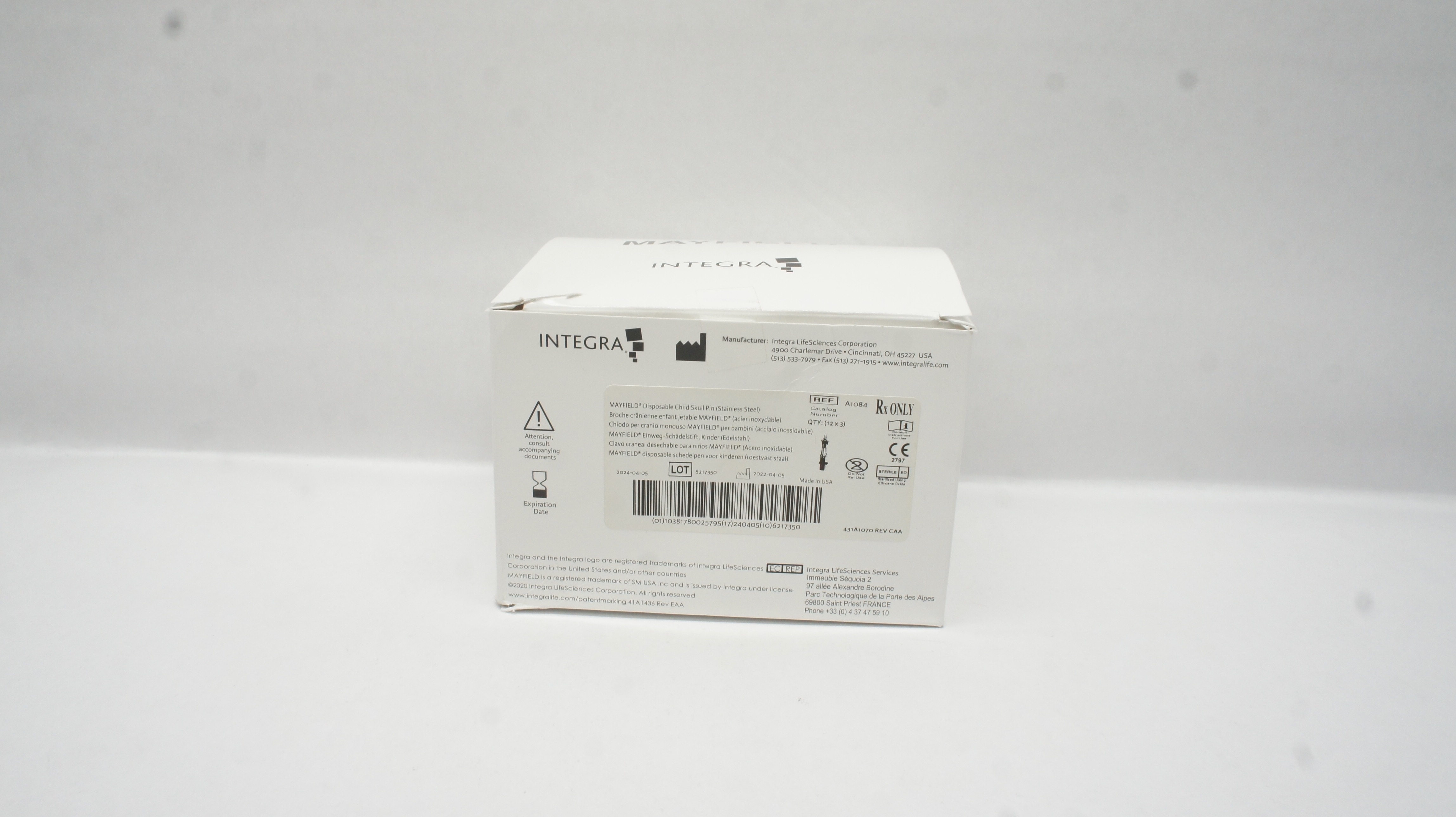 Integra Lifescinces A1084 Mayfield Disposable Child Skull Pin - Box 36