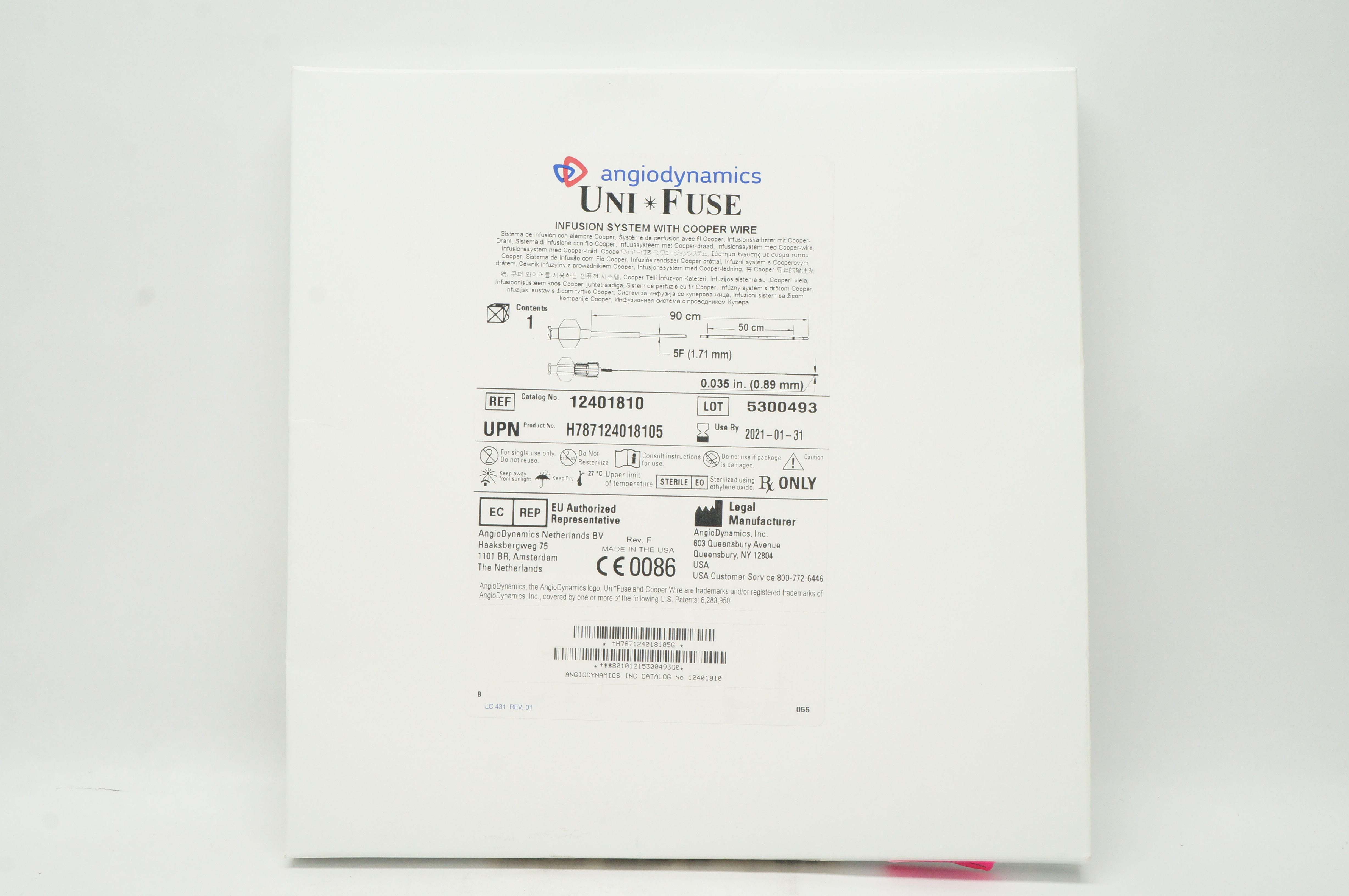 Angiodynamics 12401810 Uni Fuse Infusion System 90 x 50cm x 5F x 0.035 inch (x)