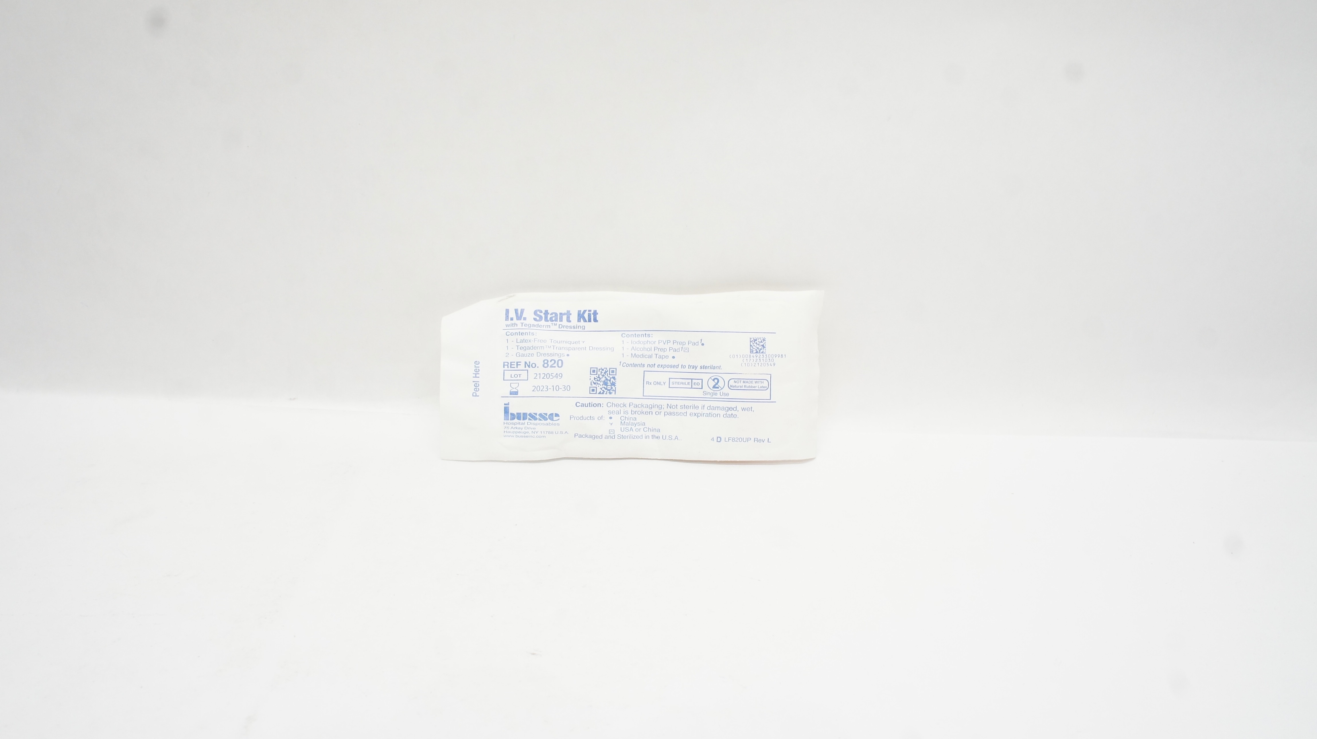 Busse 820 I.V. Start Kit with Tegaderm Dressing (x)