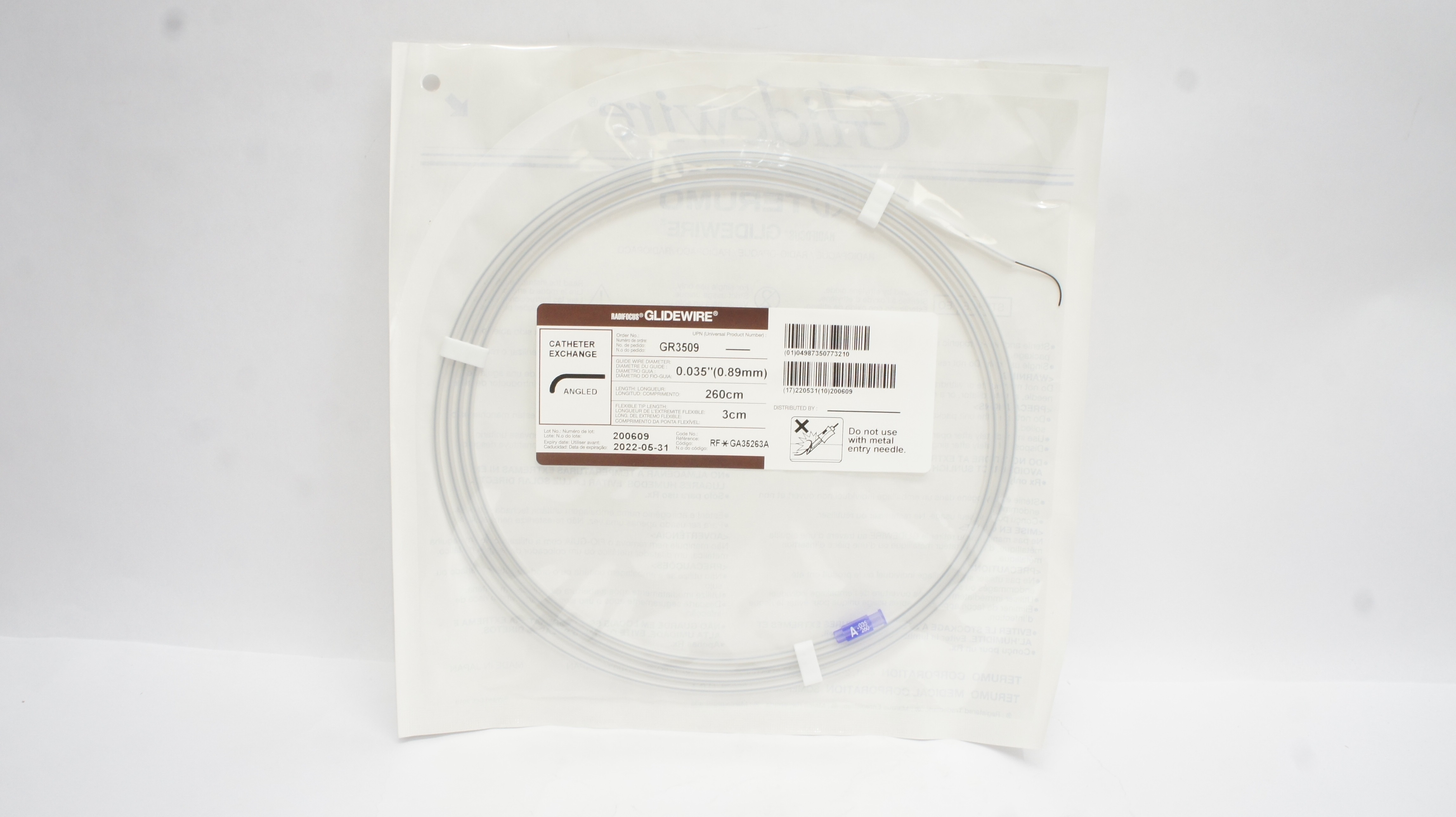 Terumo GA35263A Radifocus GLIDEWIRE Cath. Exchange 0.035inch x 260cm x 3cm (x)