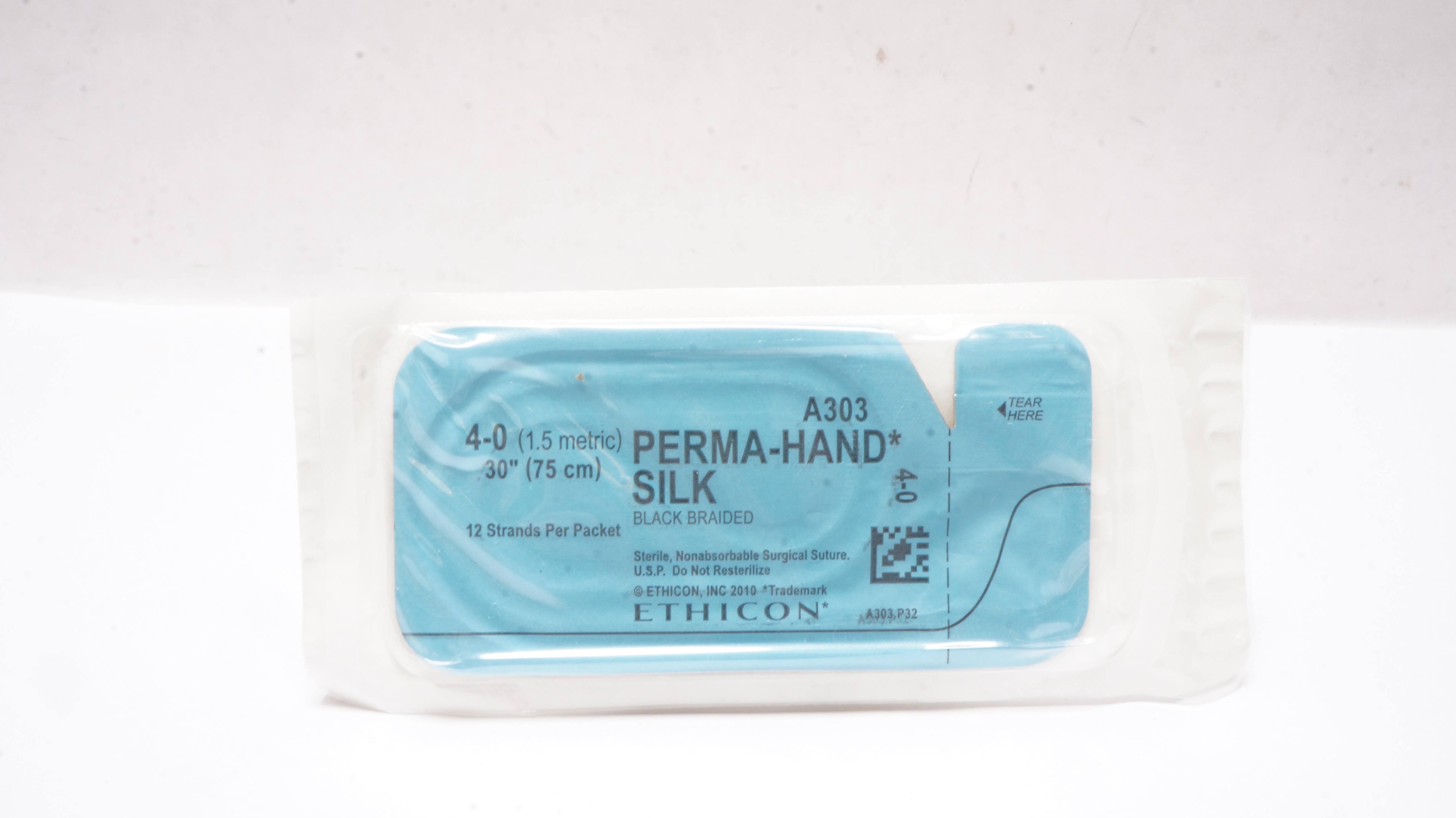 Ethicon A303 4-0 Perma-Hand Silk Surgical Stre Black Braided 30 inch
