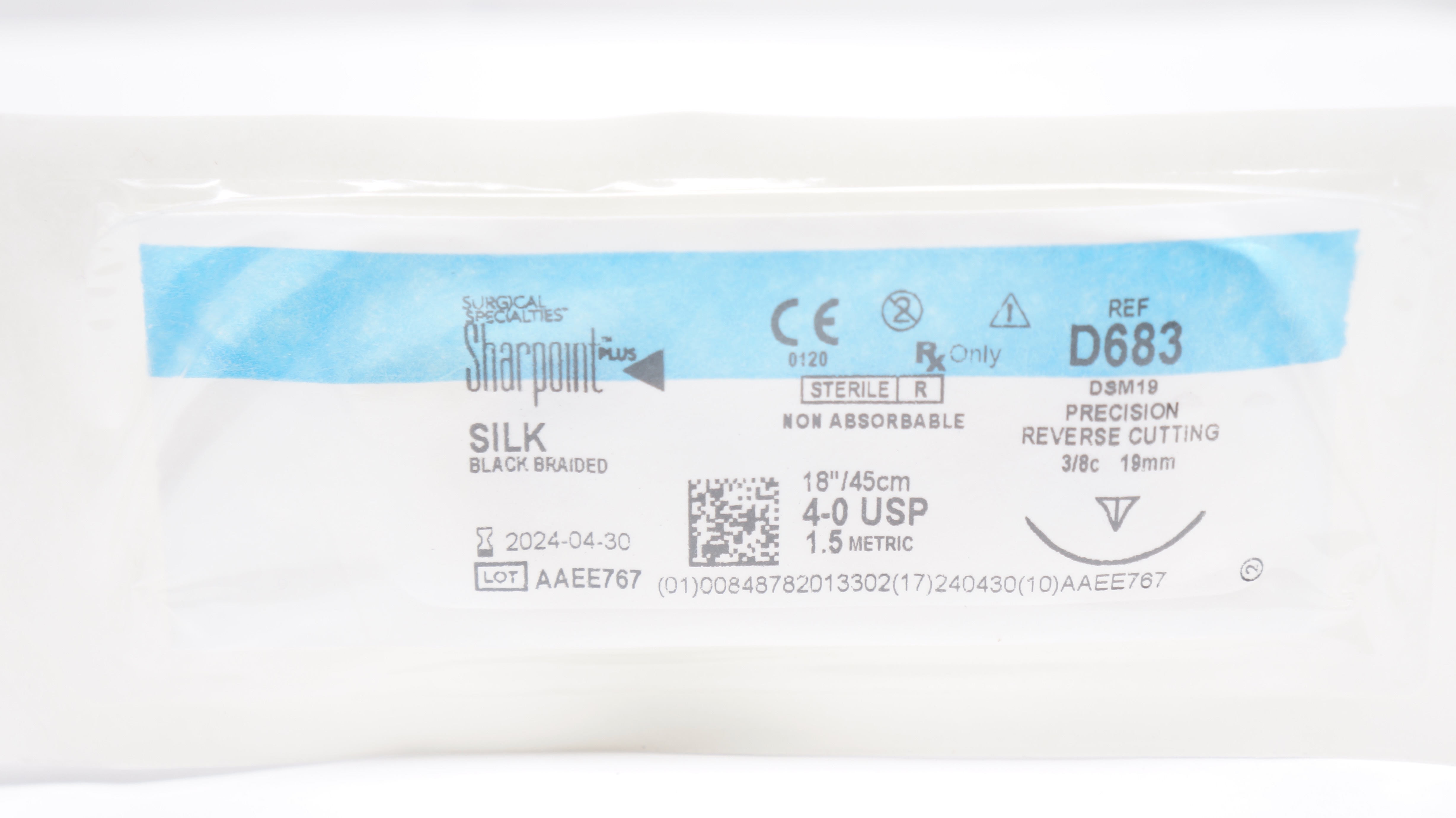 Surgical Specialities D683 4-0 Sharpoint Plus Silk Stre DSM19 3/8c 19mm, 18inch