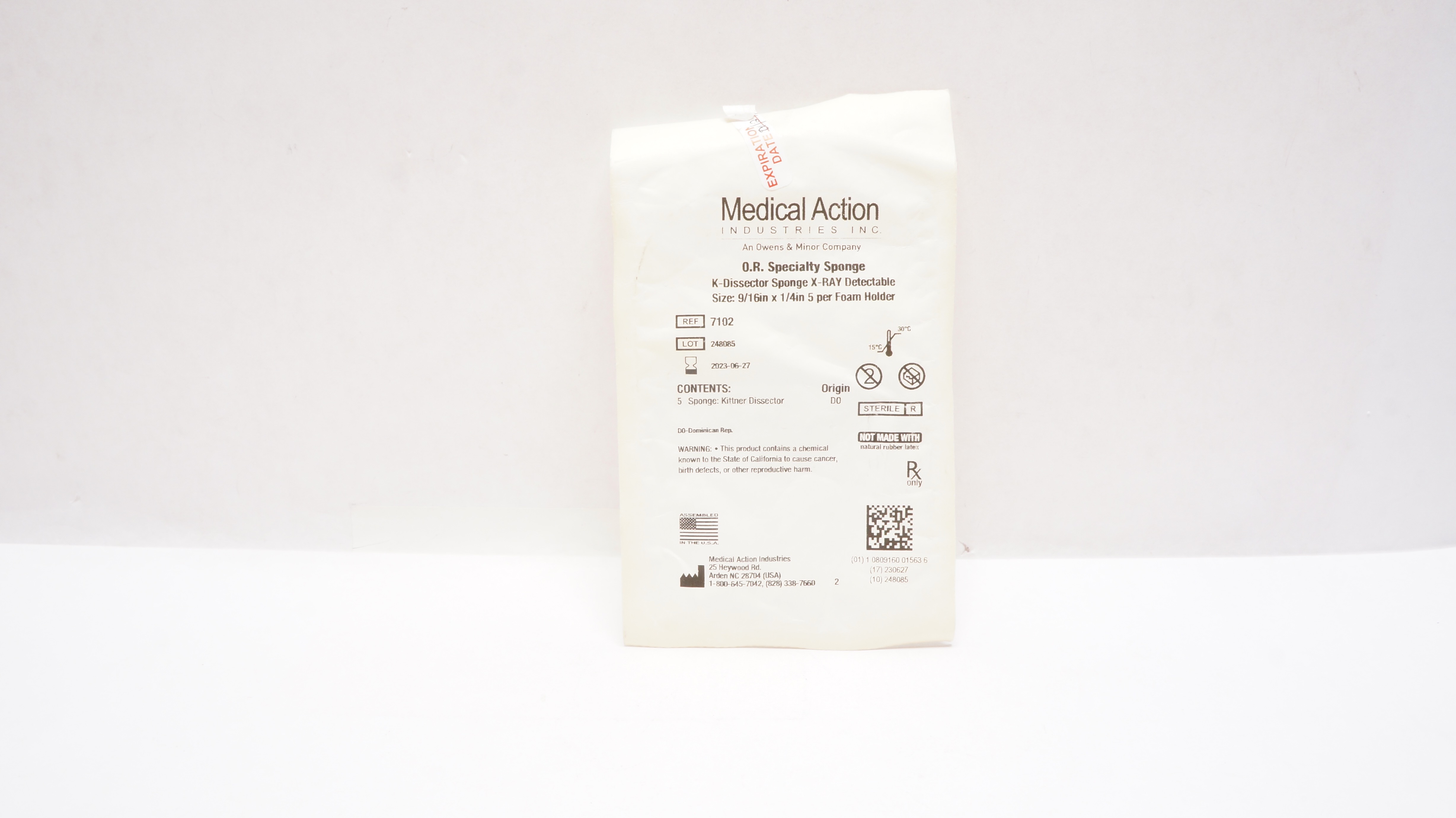 Medical Action 7102 O.R. Specialty K-Dissector Sponge 9/16 x 1/4inch (x) - Pack of 5
