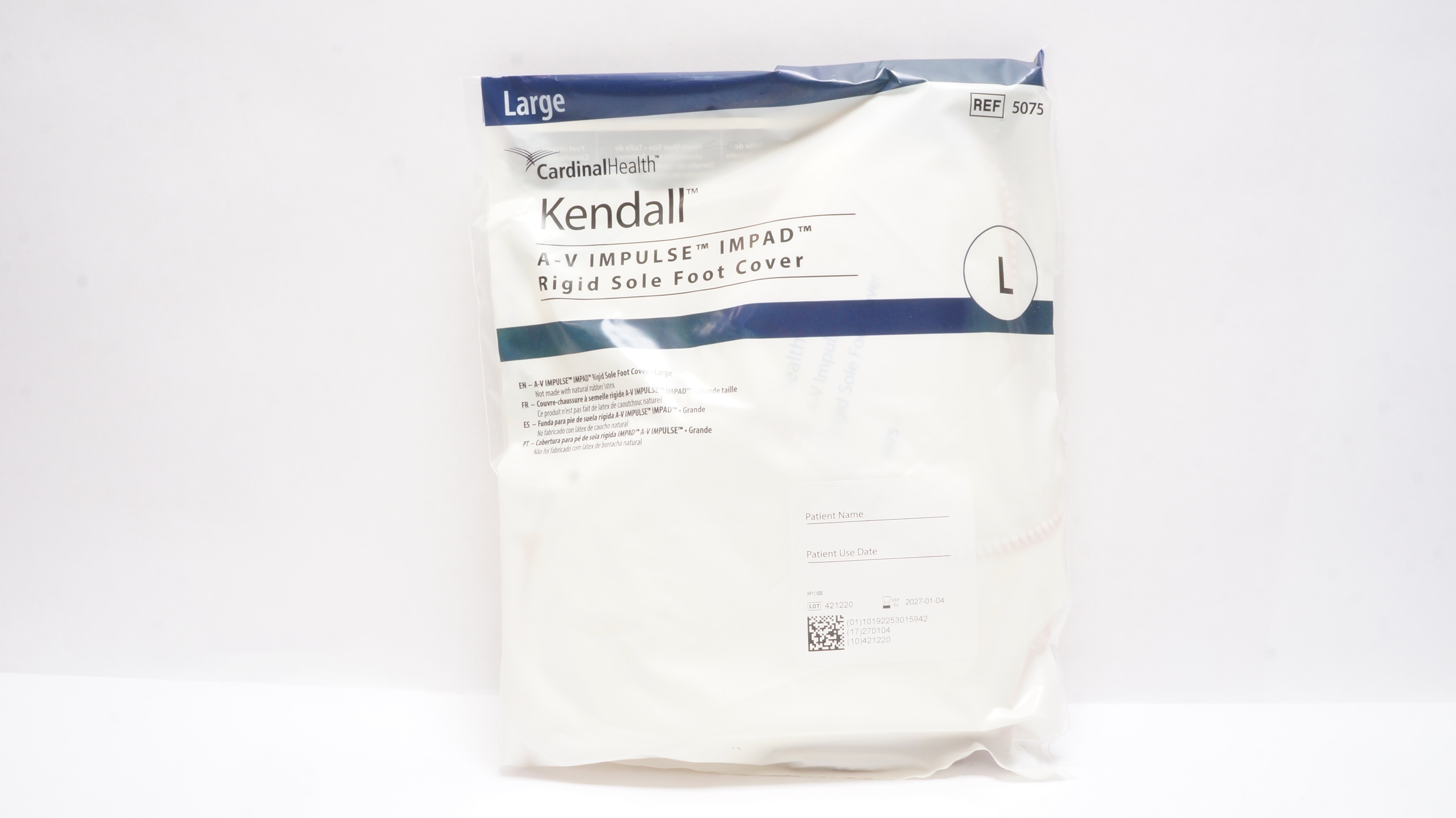 Cardinal Health 5075 Kendall A-V Impulse IMPAD Rigid Sole Foot Cover Large