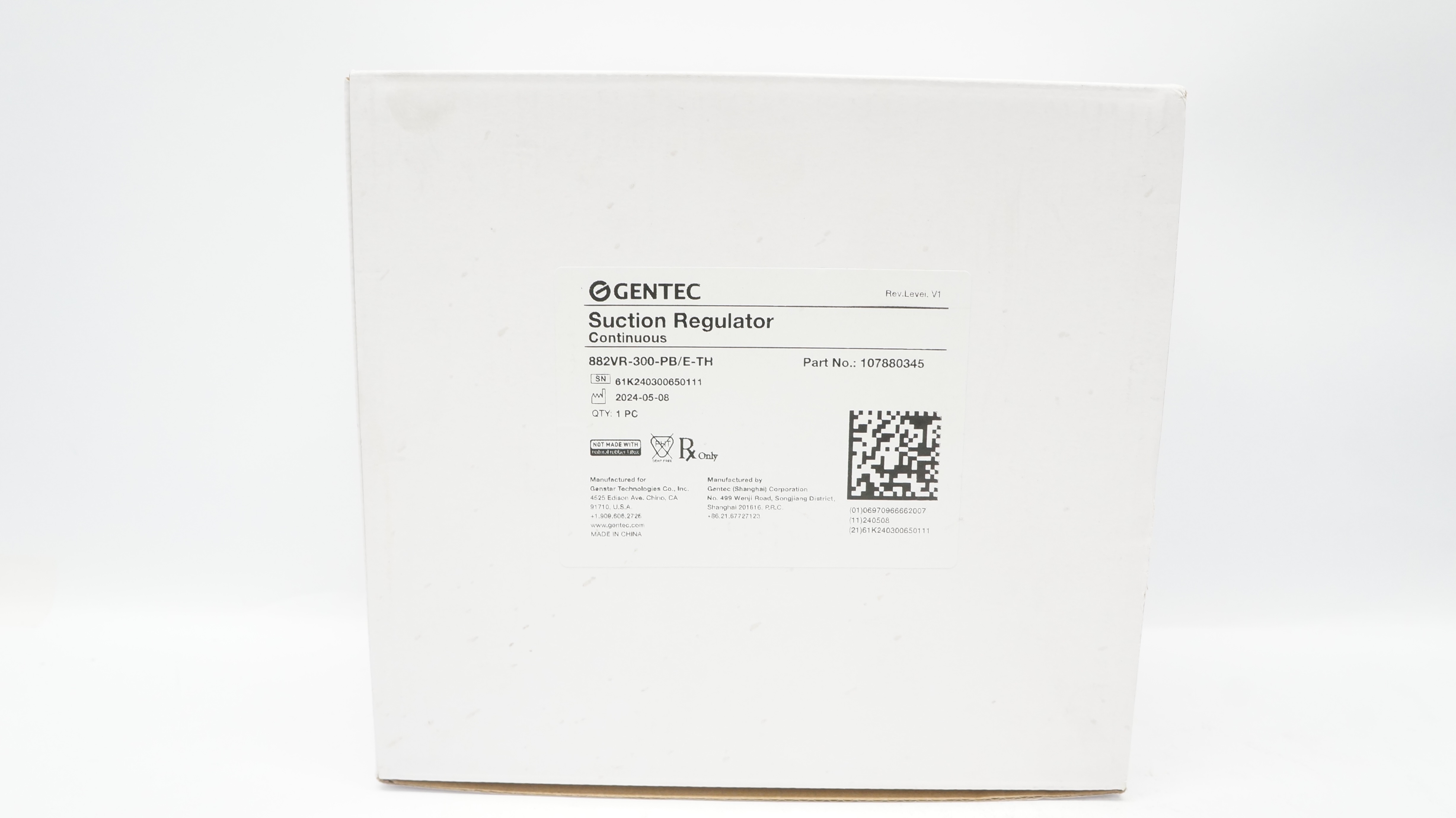 Gentec 107880345 Suction Regulator Continuous