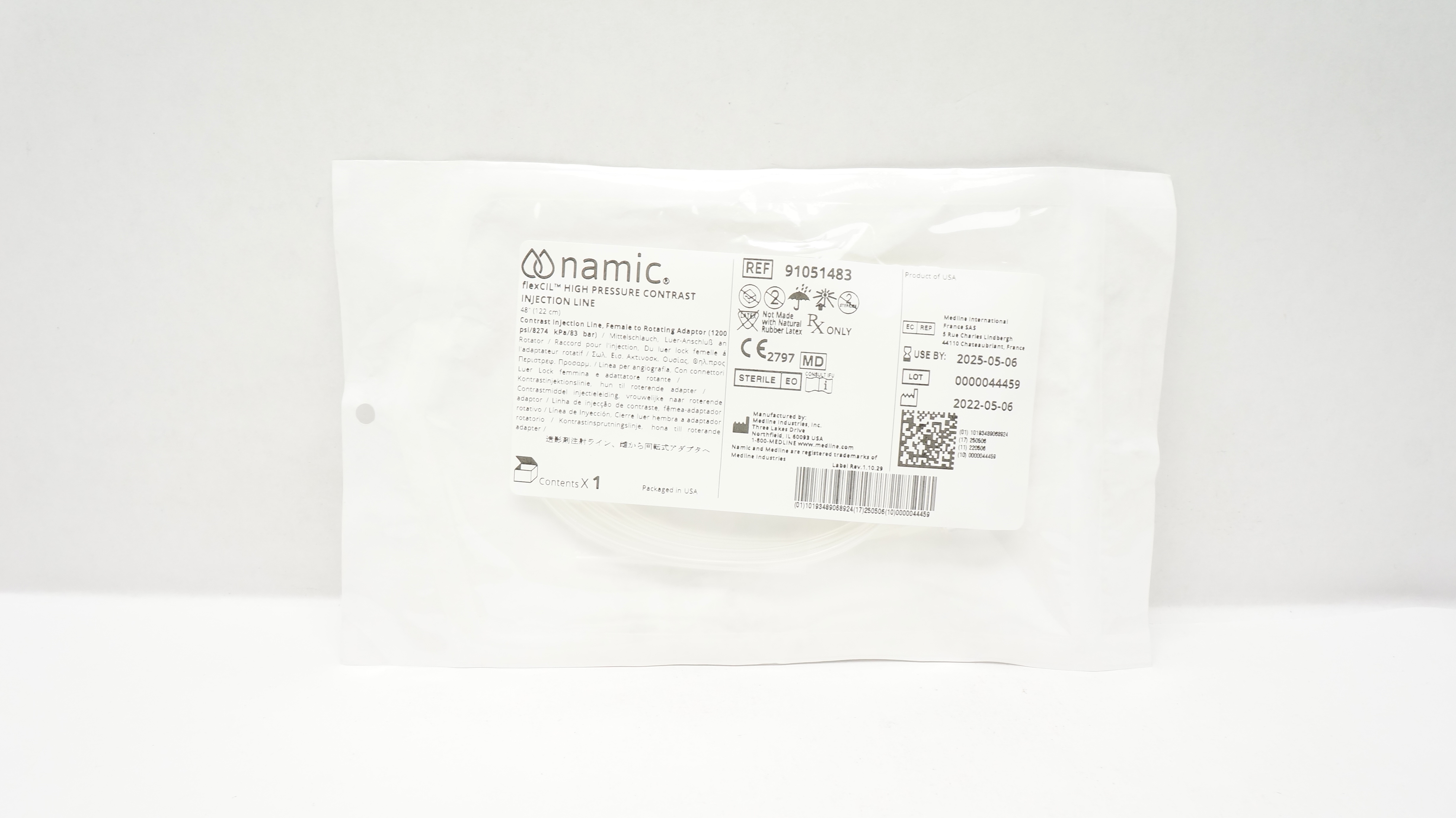 Medline 91051483 Namic FlexCil High Pressure Contrast Injection Line 48inch