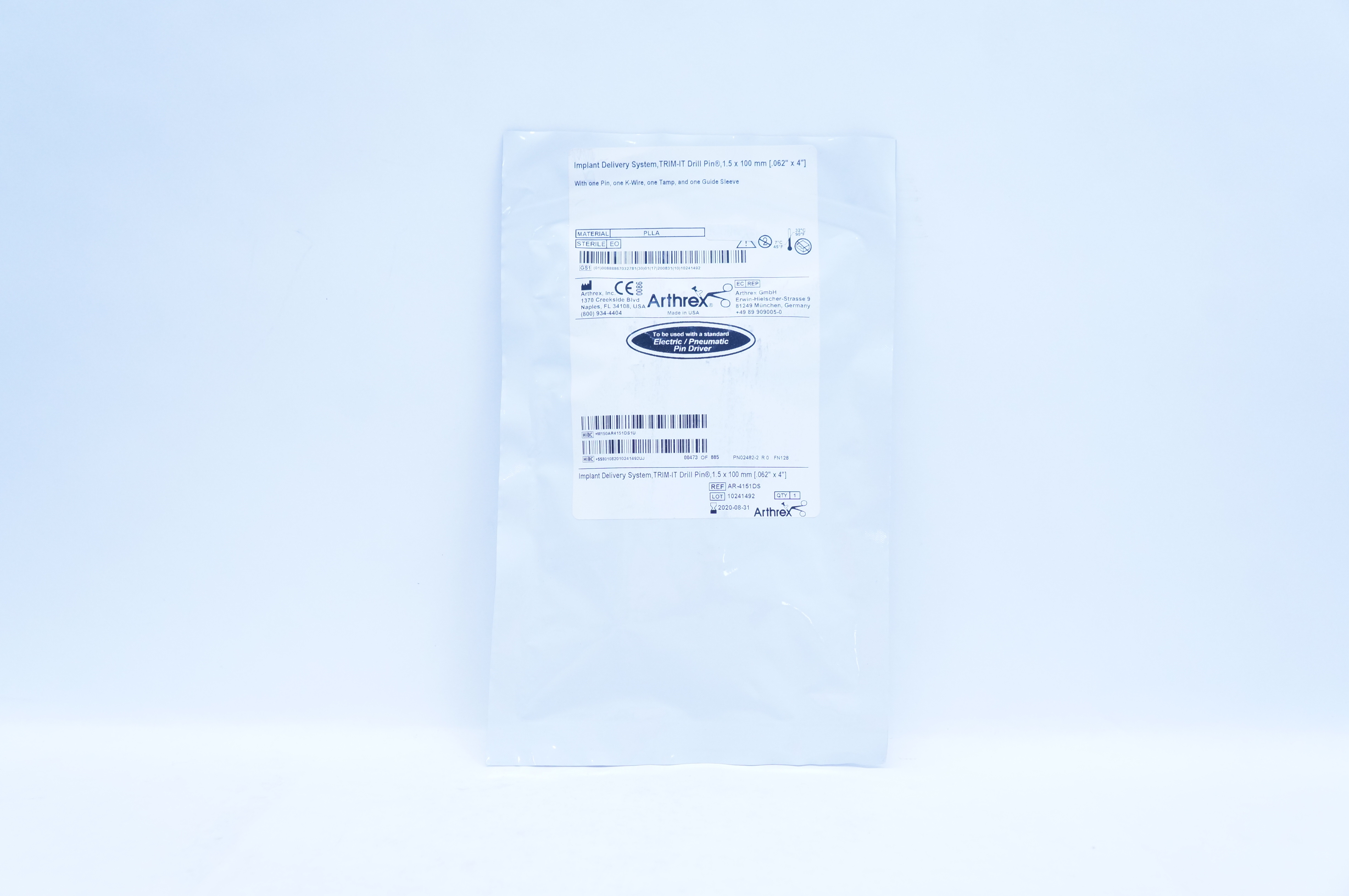 Arthrex AR-4151DS Implant Delivery System, TRIM-IT Drill Pin .062 x 4 inch (x)