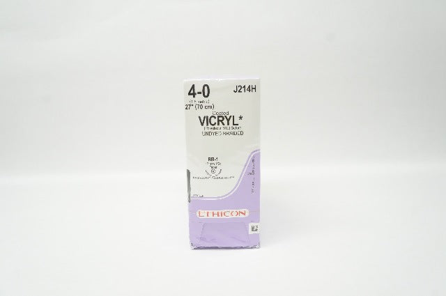 Ethicon J214H 4-0 Coated VICRYL RB-1 17mm 1/2c Taper 27inch - Box of 36