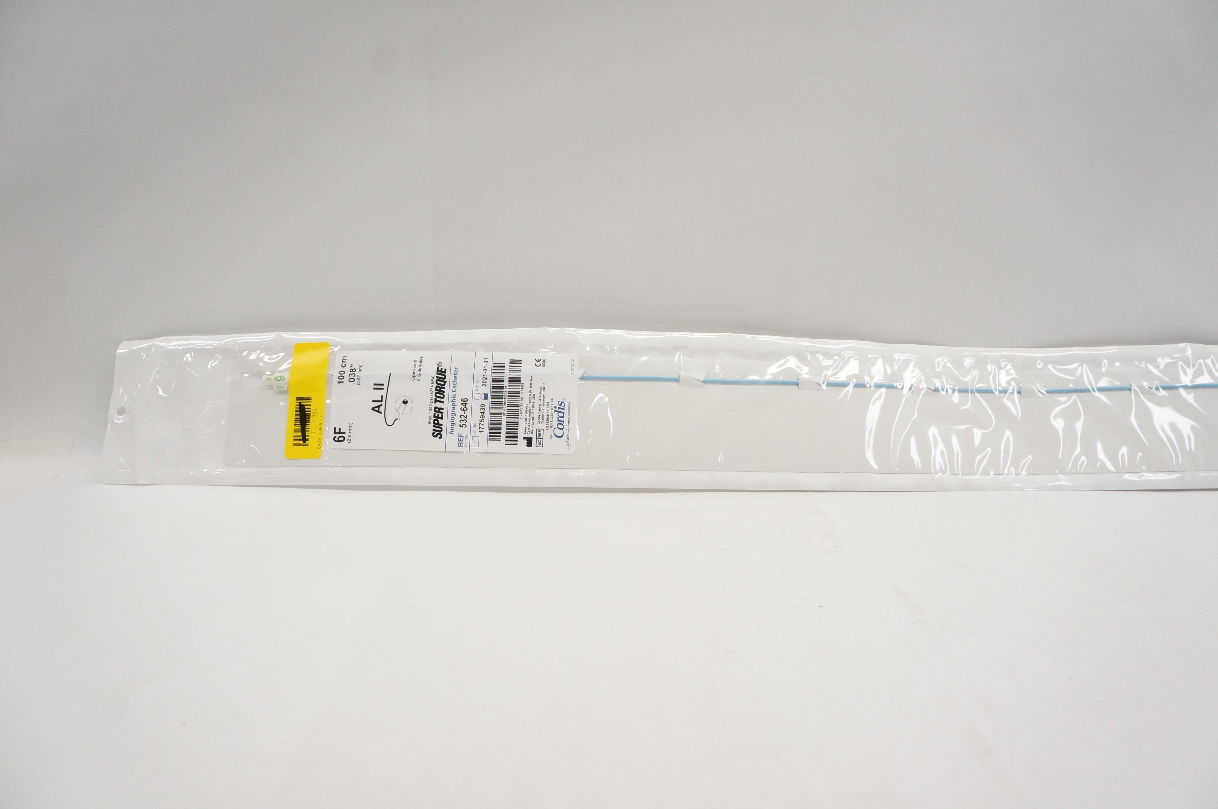 Cordis 532-646 AL II Super Torque Angiographic Cath. 6F x 100cm x .038inch (x)