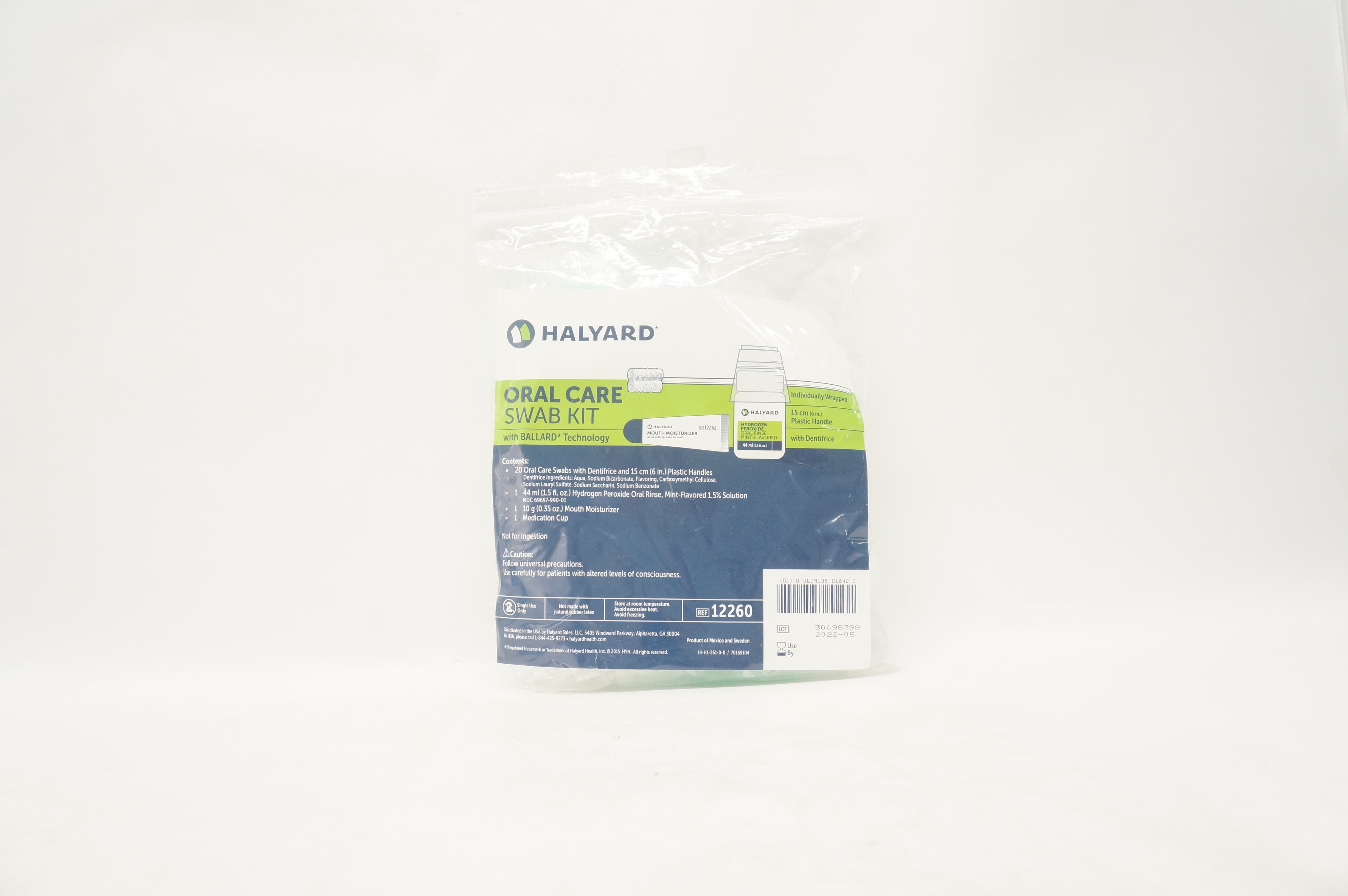 Halyard 12260 Oral Care Swab Kit with Plastic Handle 6 inch