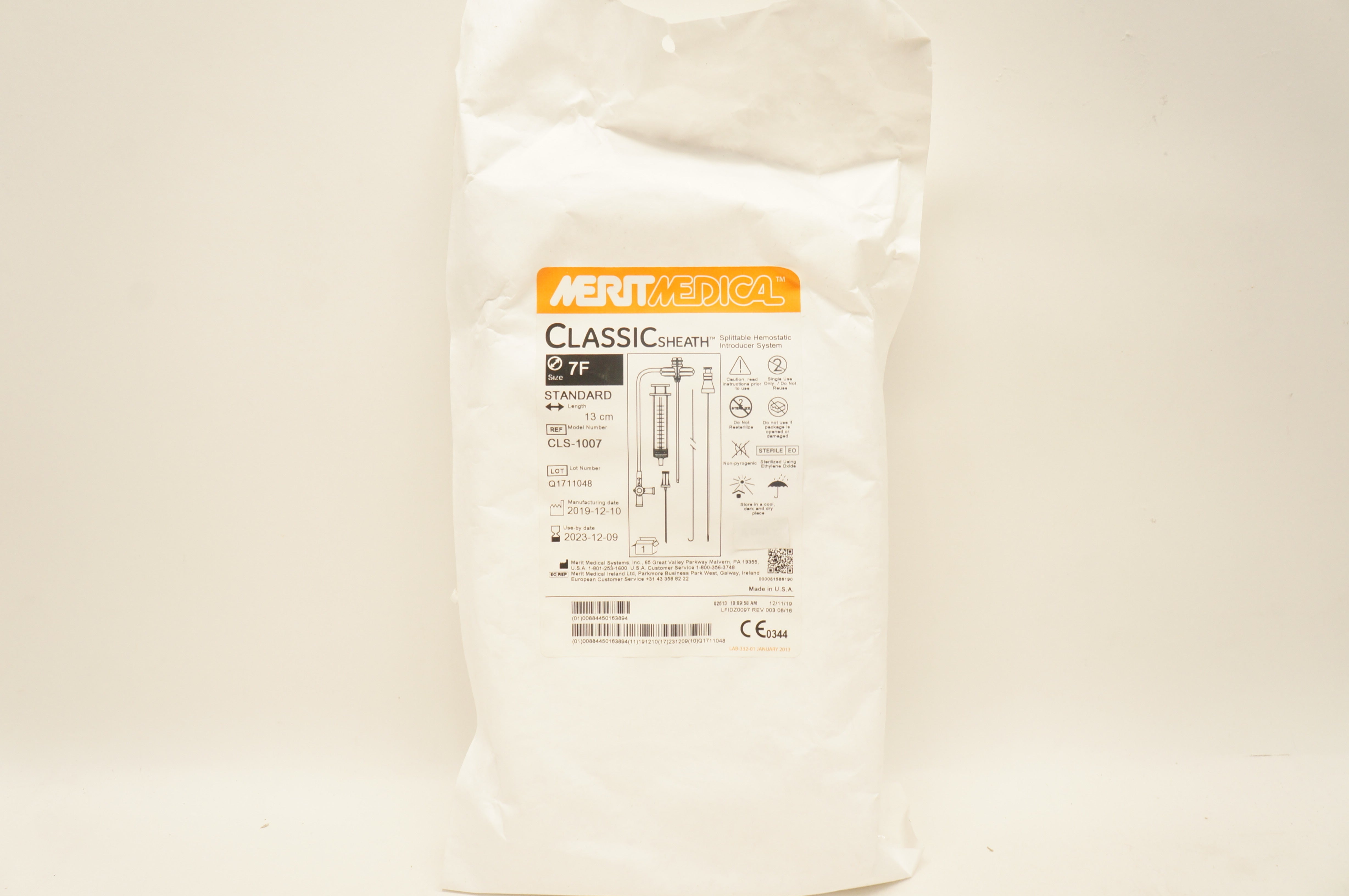 Merit Medical CLS-1007 Classic Sheath Introducer System Standard 7Fx13cm