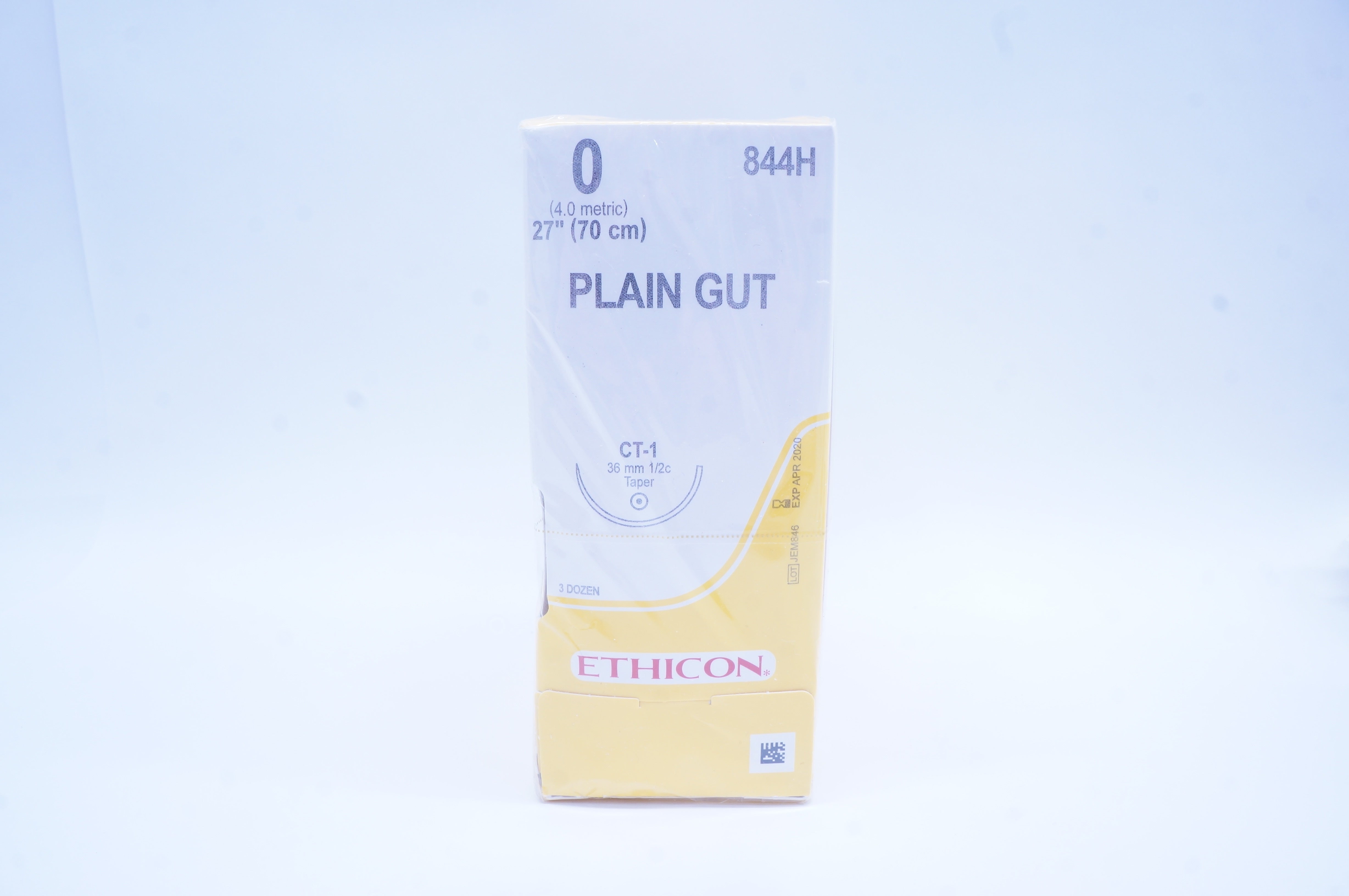 Ethicon 844H 0 Plain Gut Stre CT-1 36mm 1/2c Taper 27 inch (x) - Box of 36