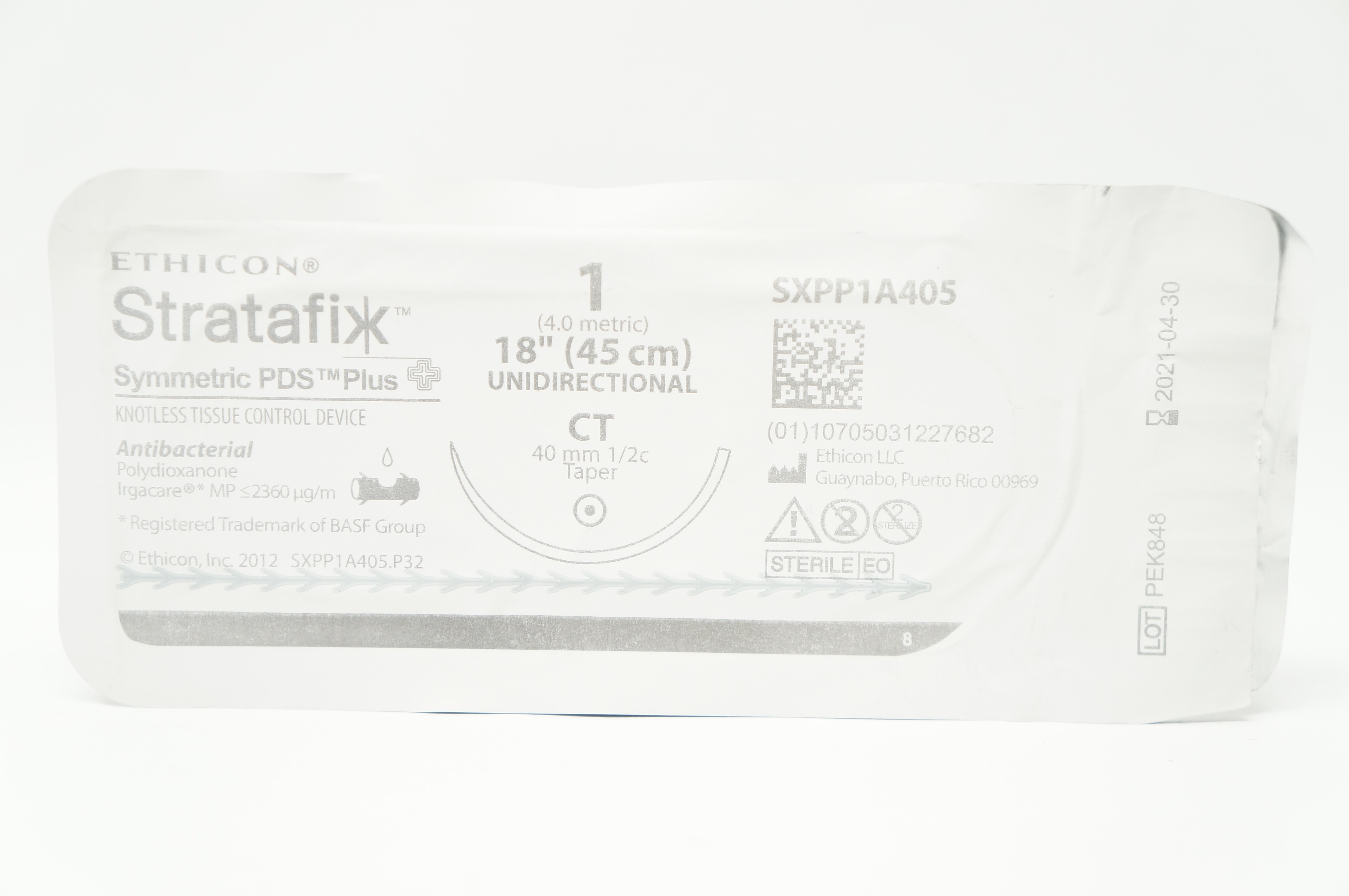 Ethicon SXPP1A405 1 Stratafix Symmetric PDS Plus CT 40mm 1/2c Taper 18inch (x)