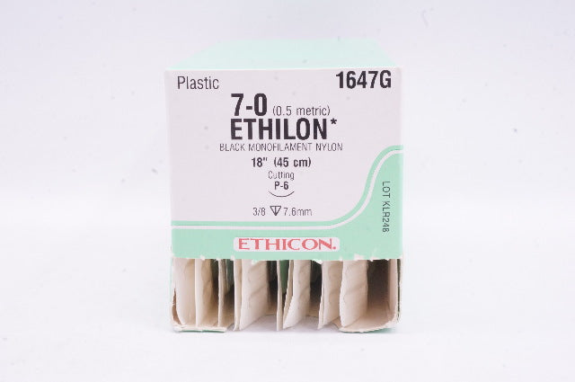 Ethicon 1647G ETHILON, 7-0, Cutting P-6, Black Monofilament 18inch
