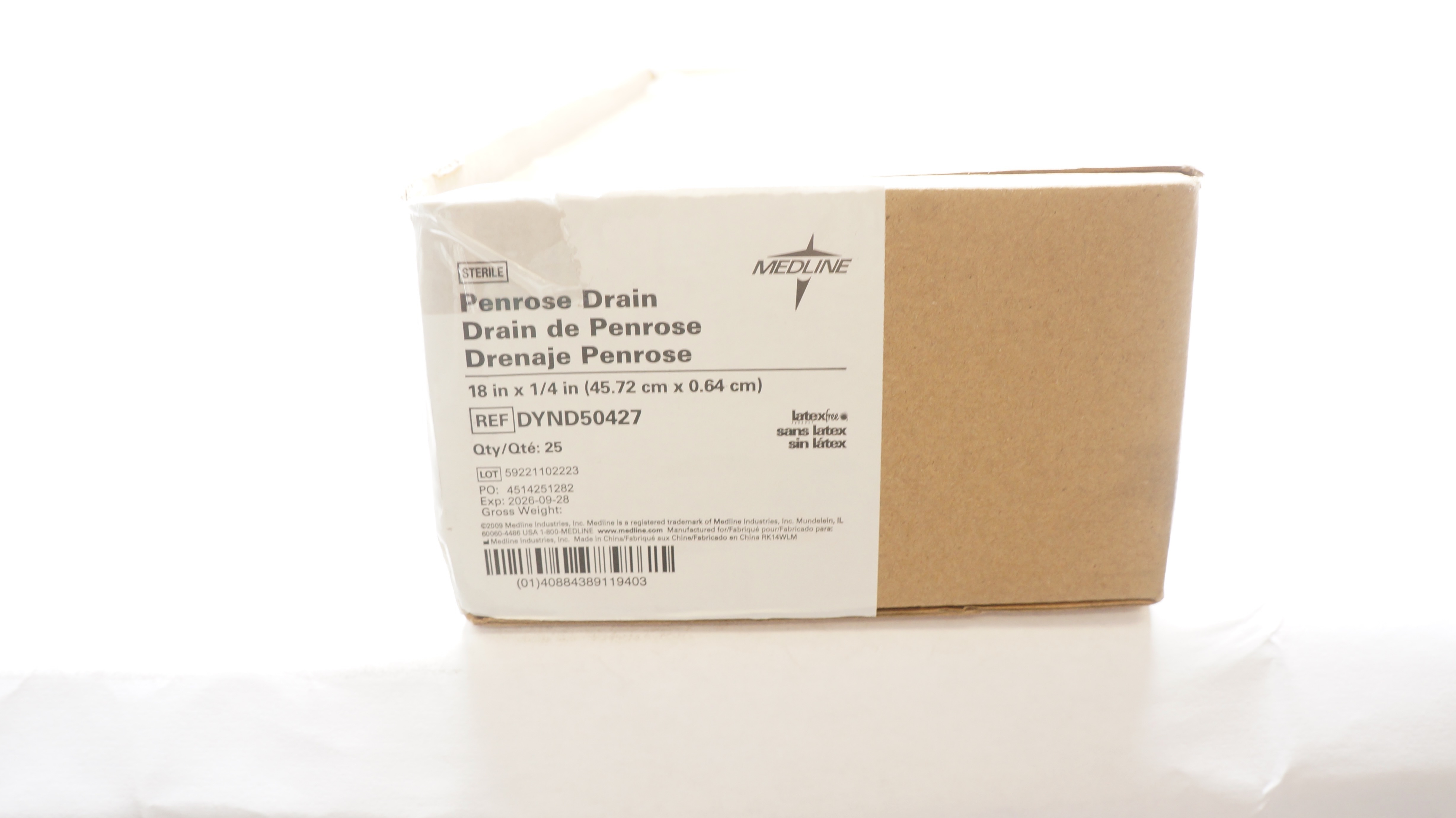 Medline DYND50427 Penrose Drain X-Ray Opaque 18inch x 1/4inch - Case of 25