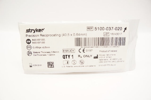 Stryker 5100-037-020 Precision Reciprocating Blade 40.5mm x 0.64mm