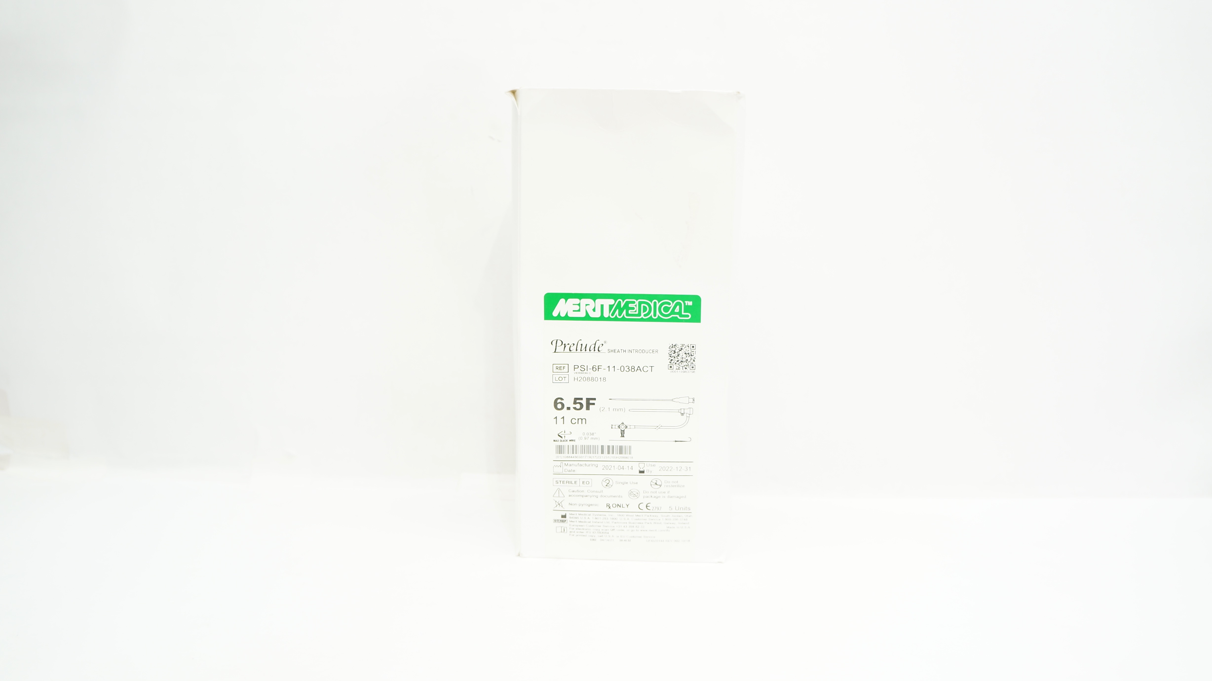 Merit Medical PSI-6F-11-038ACT Prelude Sheath Introducer 6.5F x 11cm(x)-Box of 5