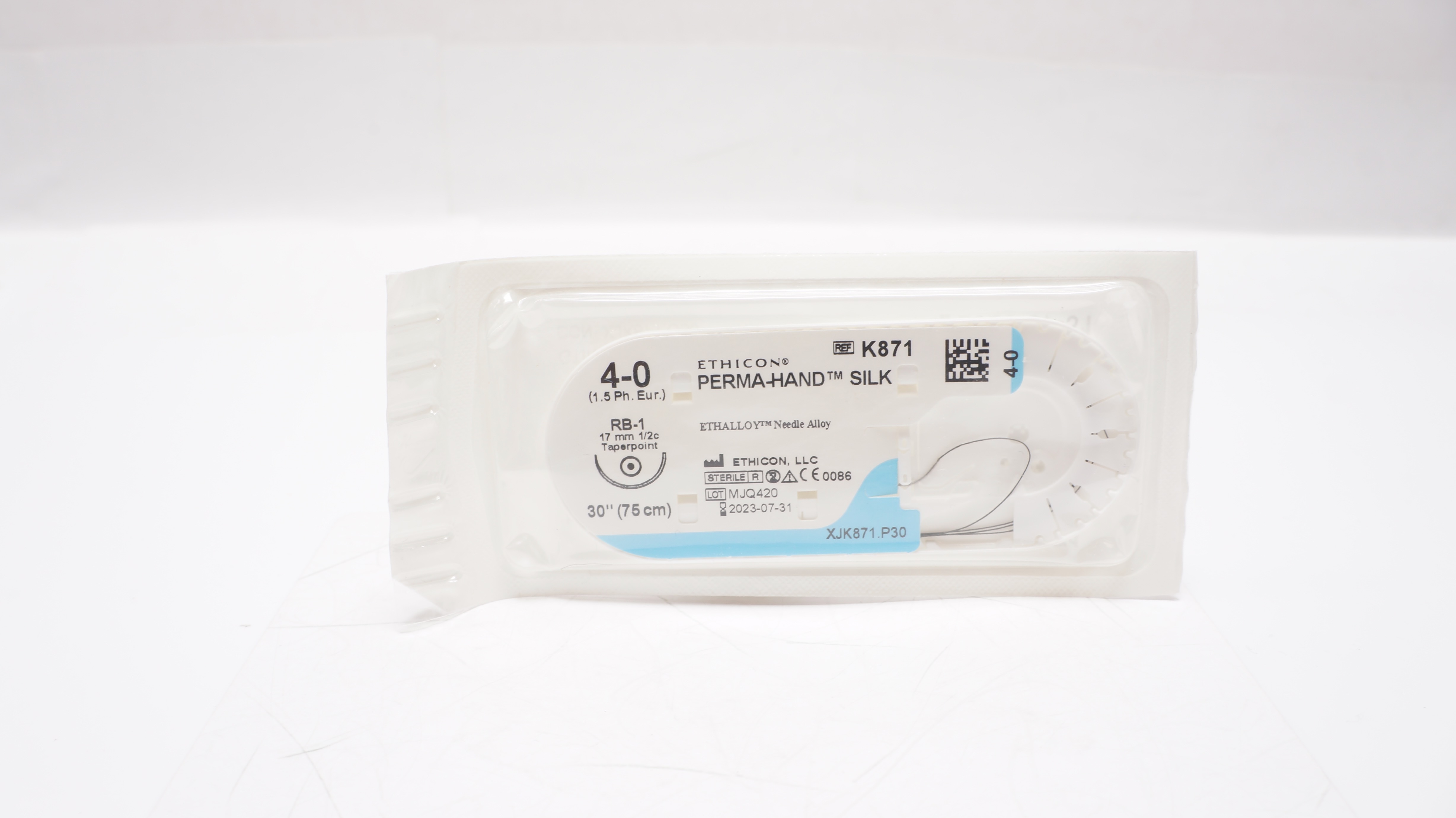 Ethicon K871 4-0 PERMA-HAND SILK Stre RB-1 17mm 1/2c Taperpoint, 30inch (x)
