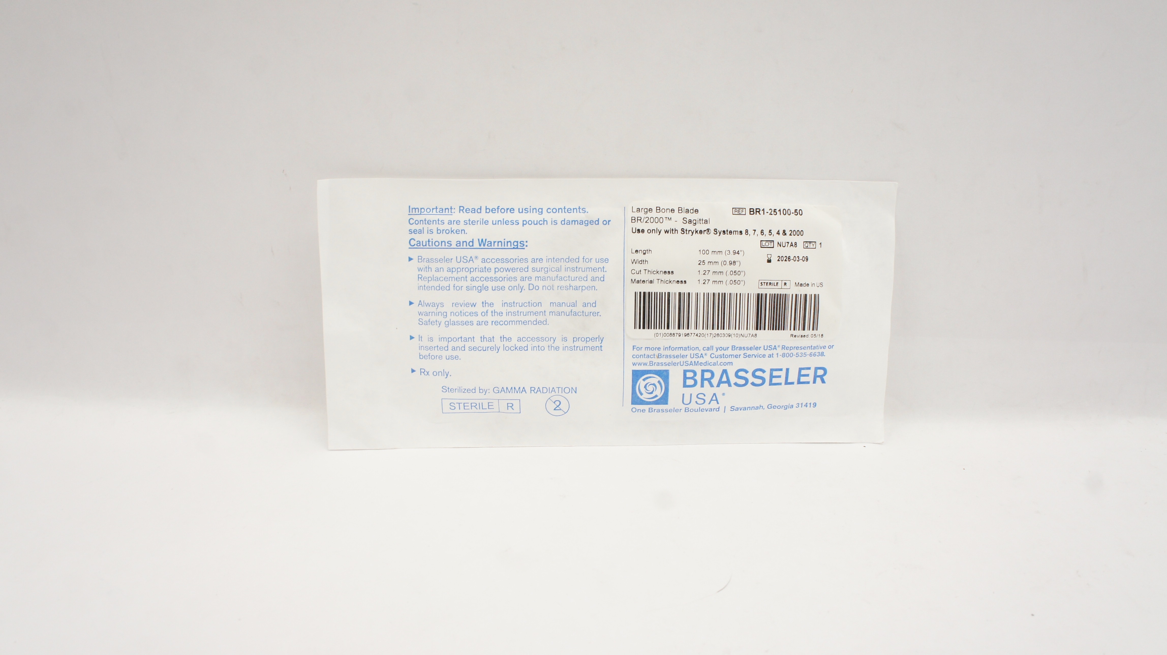 Brasseler BR1-25100-50 Large Bone Blade BR/2000-Sagittal