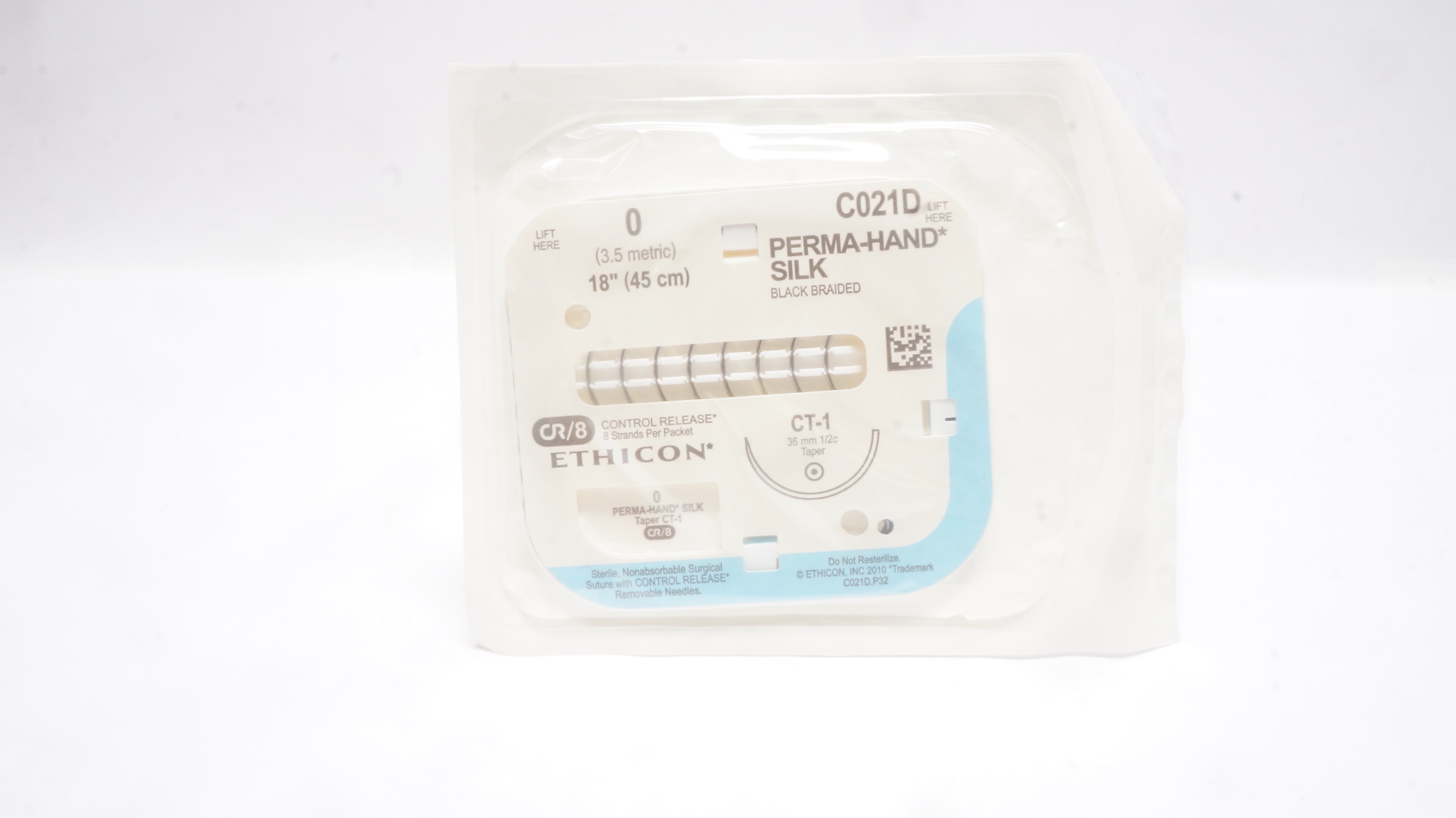 Ethicon C021D 0 PERMA-HAND SILK Stre CT-1 36mm 1/2c Taper, 18inch (x)