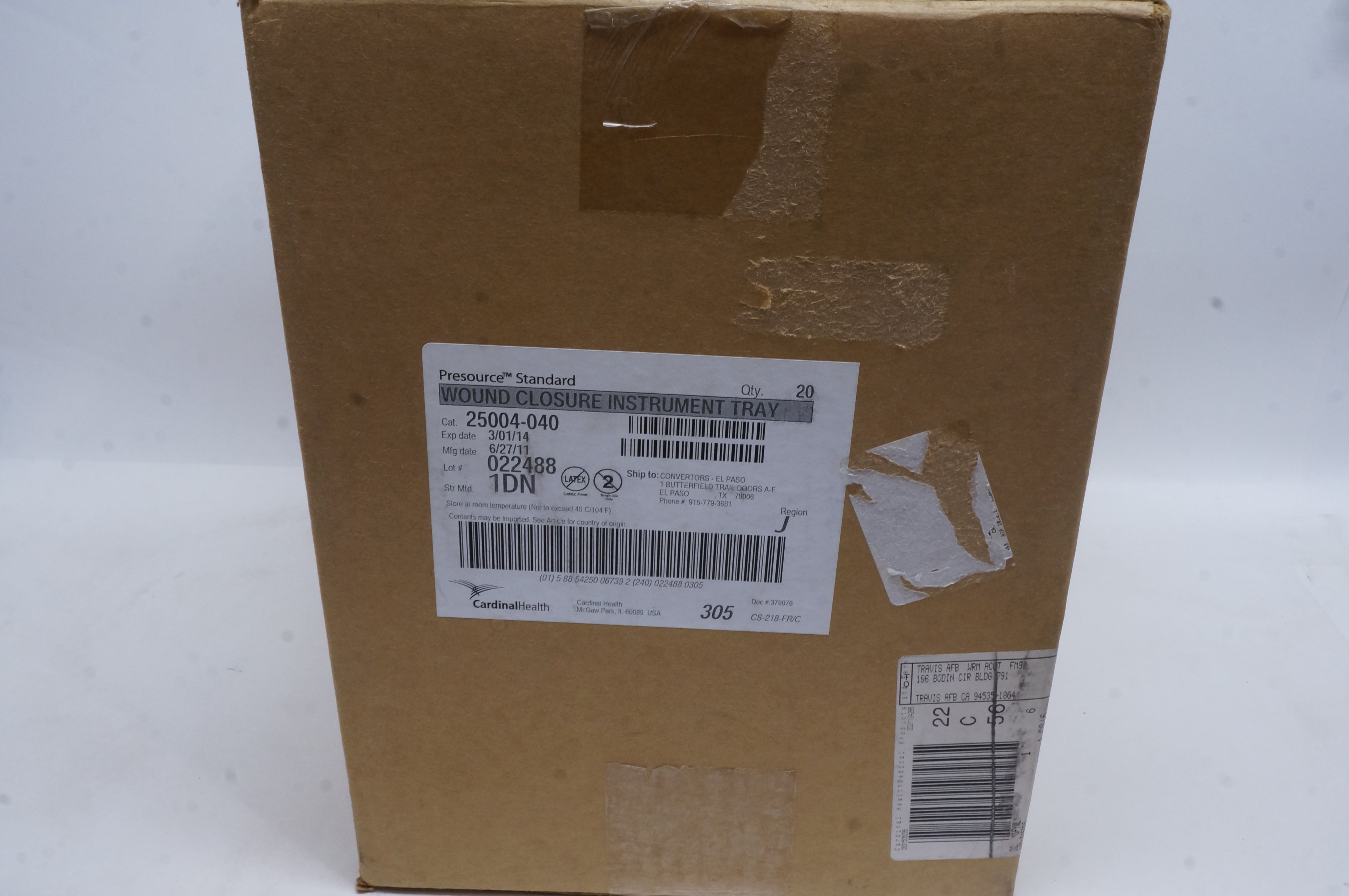 Cardinal Health 25004-040 Presource Wound Closure Instrument Tray (x)- Box of 20