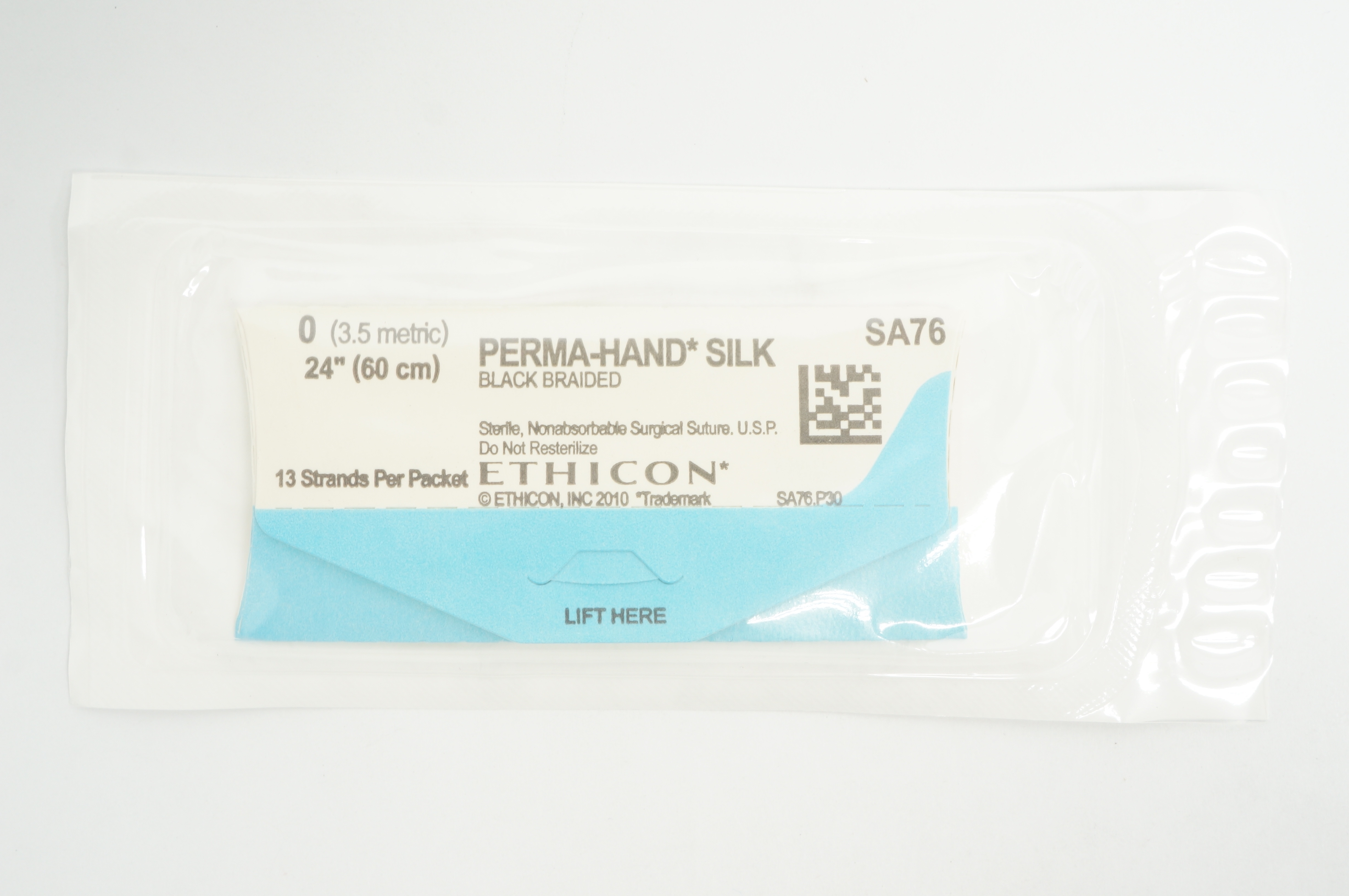 Ethicon SA76 0 Perma-Hand Silk, Black Braided Surgical Stre 24 inch