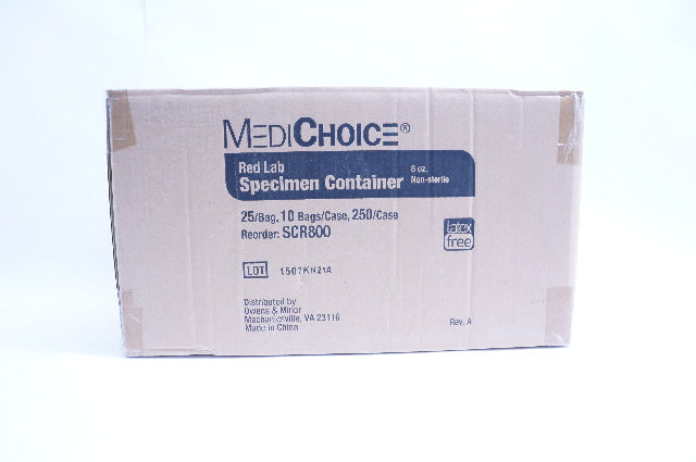MediChoice SCR800 Red Lab Specimen Container 8oz - Case of 250