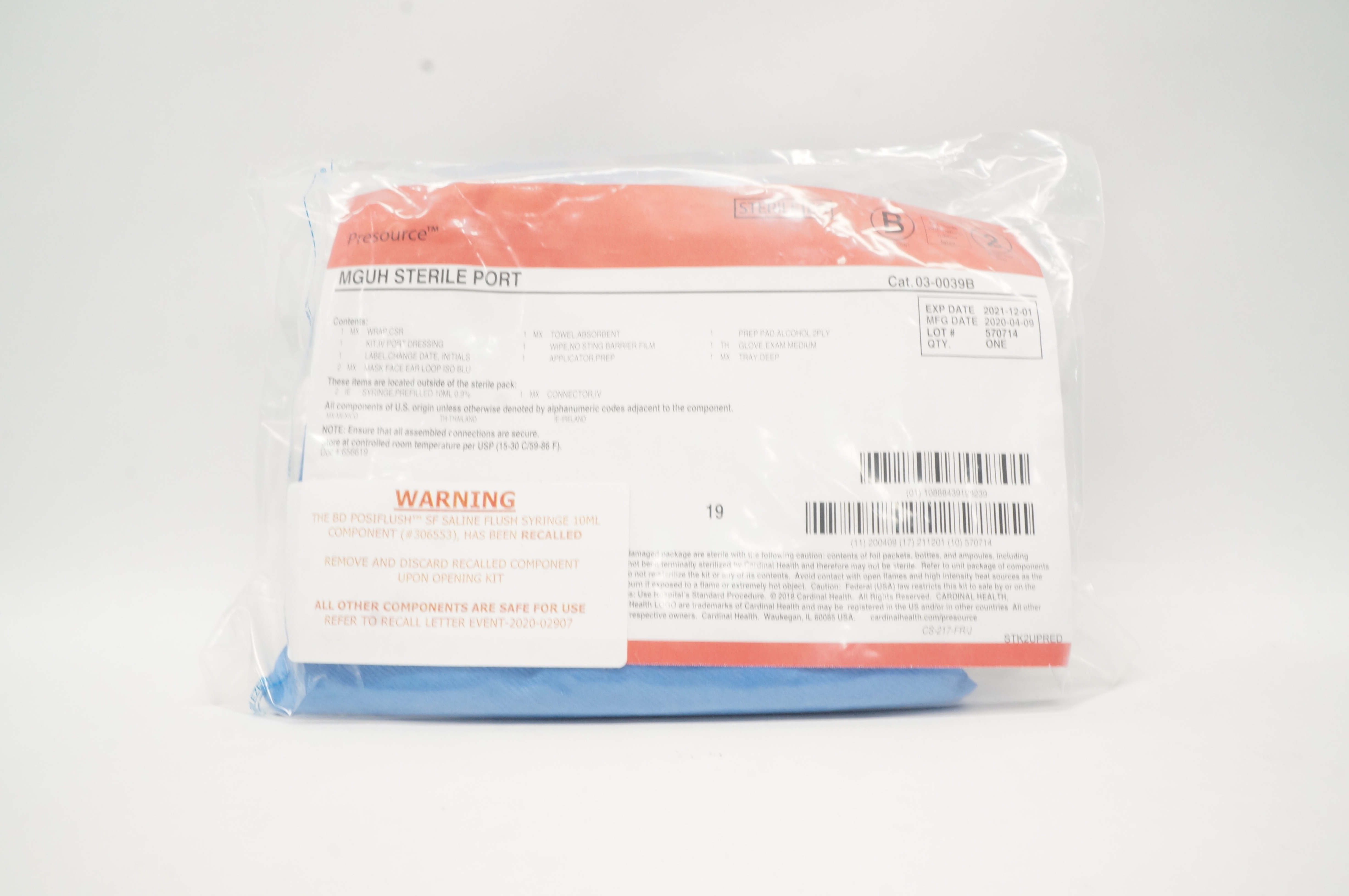 Cardinal Health 03-0039B Presourse MGUH Sterile Port (x)