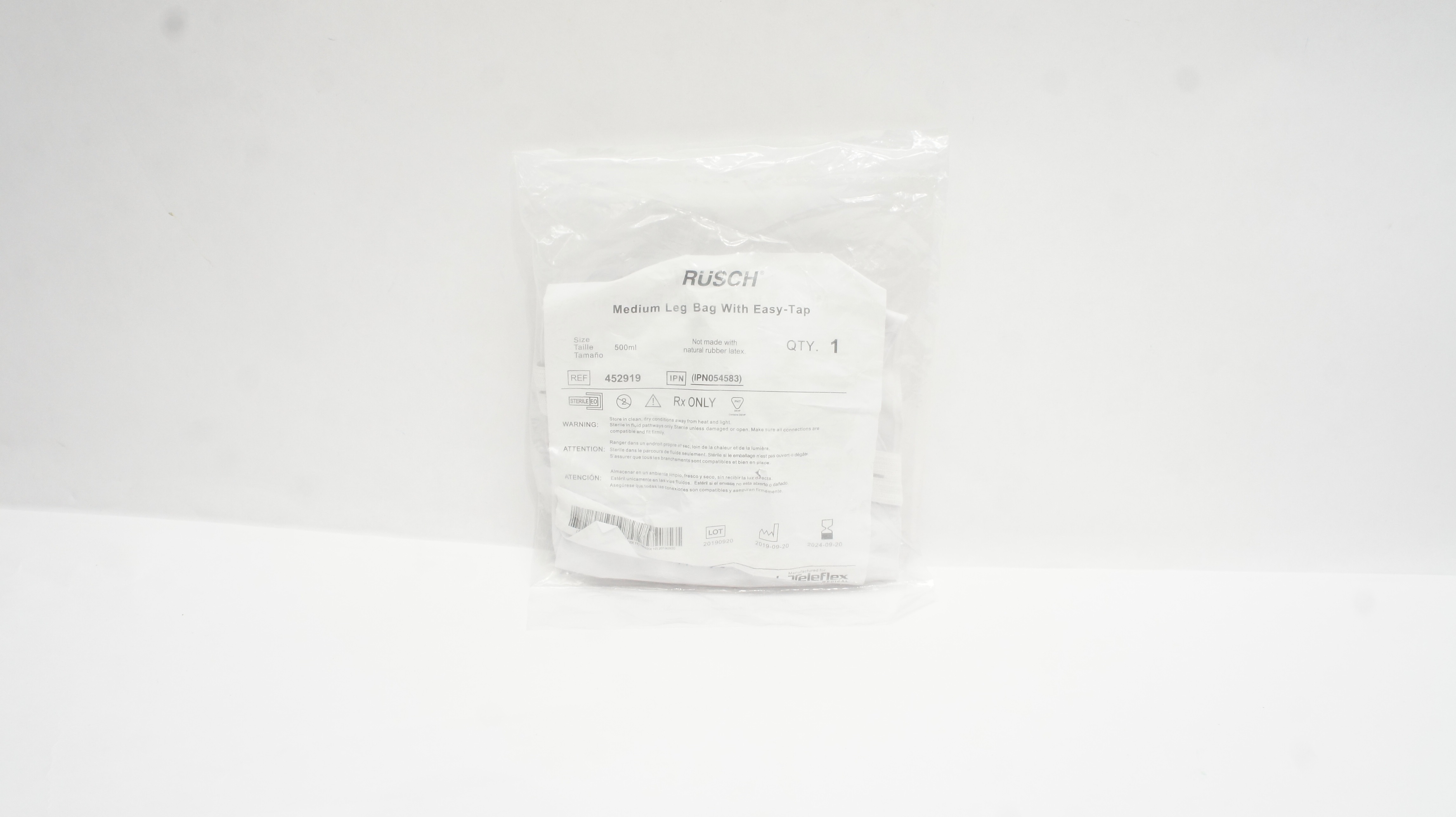 Rusch 452919 Medium Leg Bag W/Easy-Tap 500ml