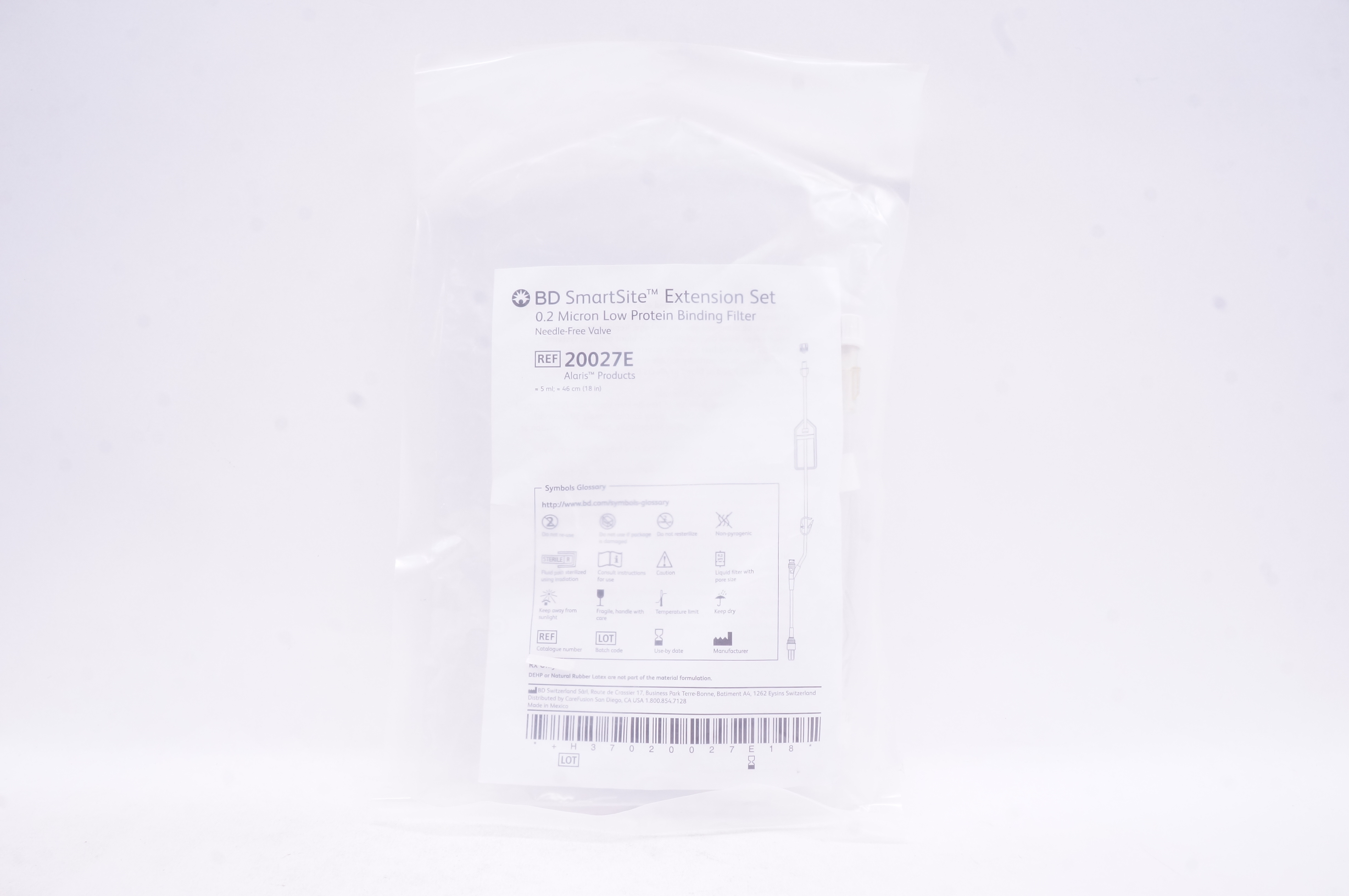 BD 20027E SmartSite Extension Set 0.2 Micron Low Protein Binding Filter