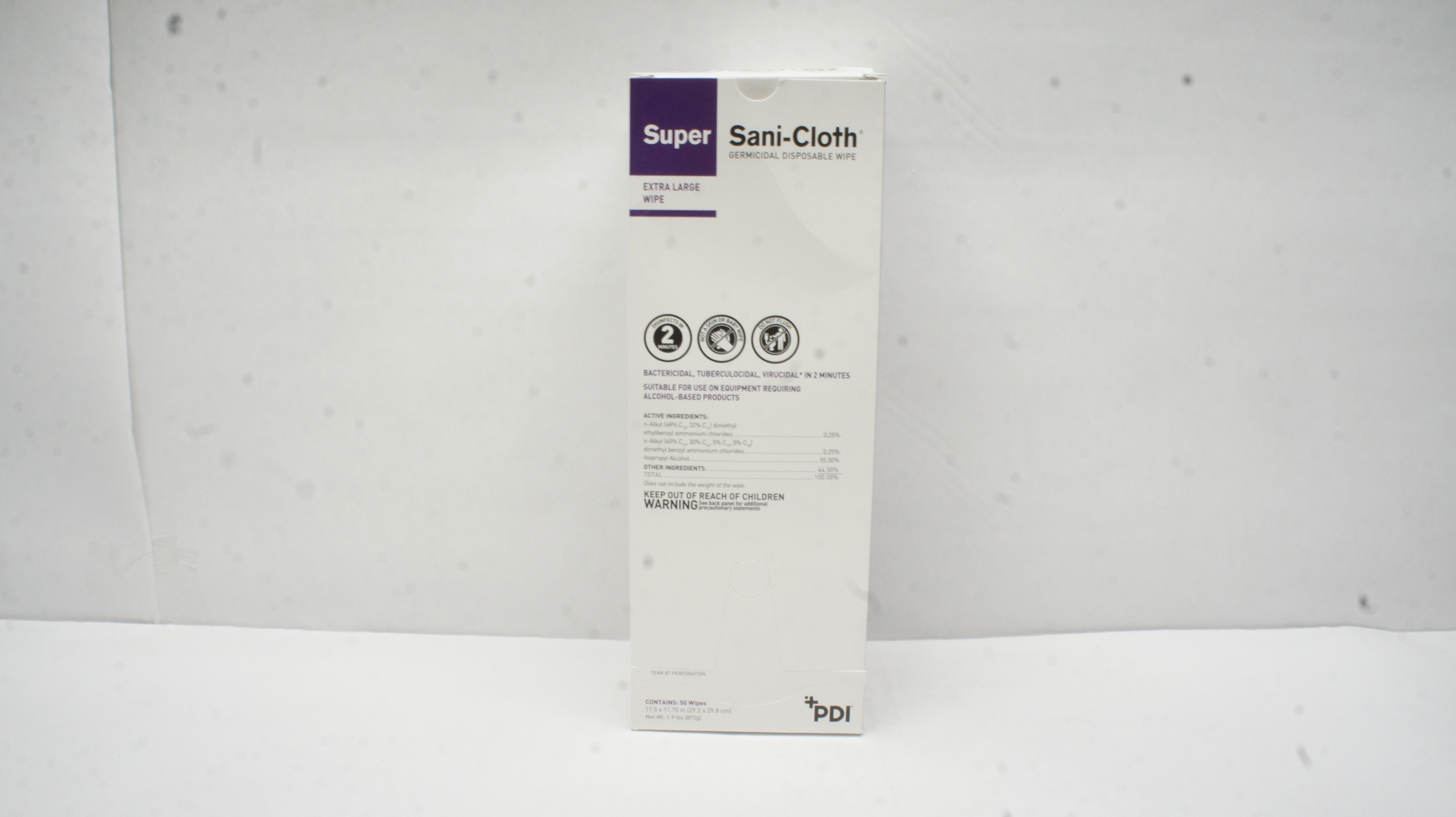 PDI U87295 Super Sani-Cloth Germicidal Wipe XL 11.5 x 1.75inch - Box of 48