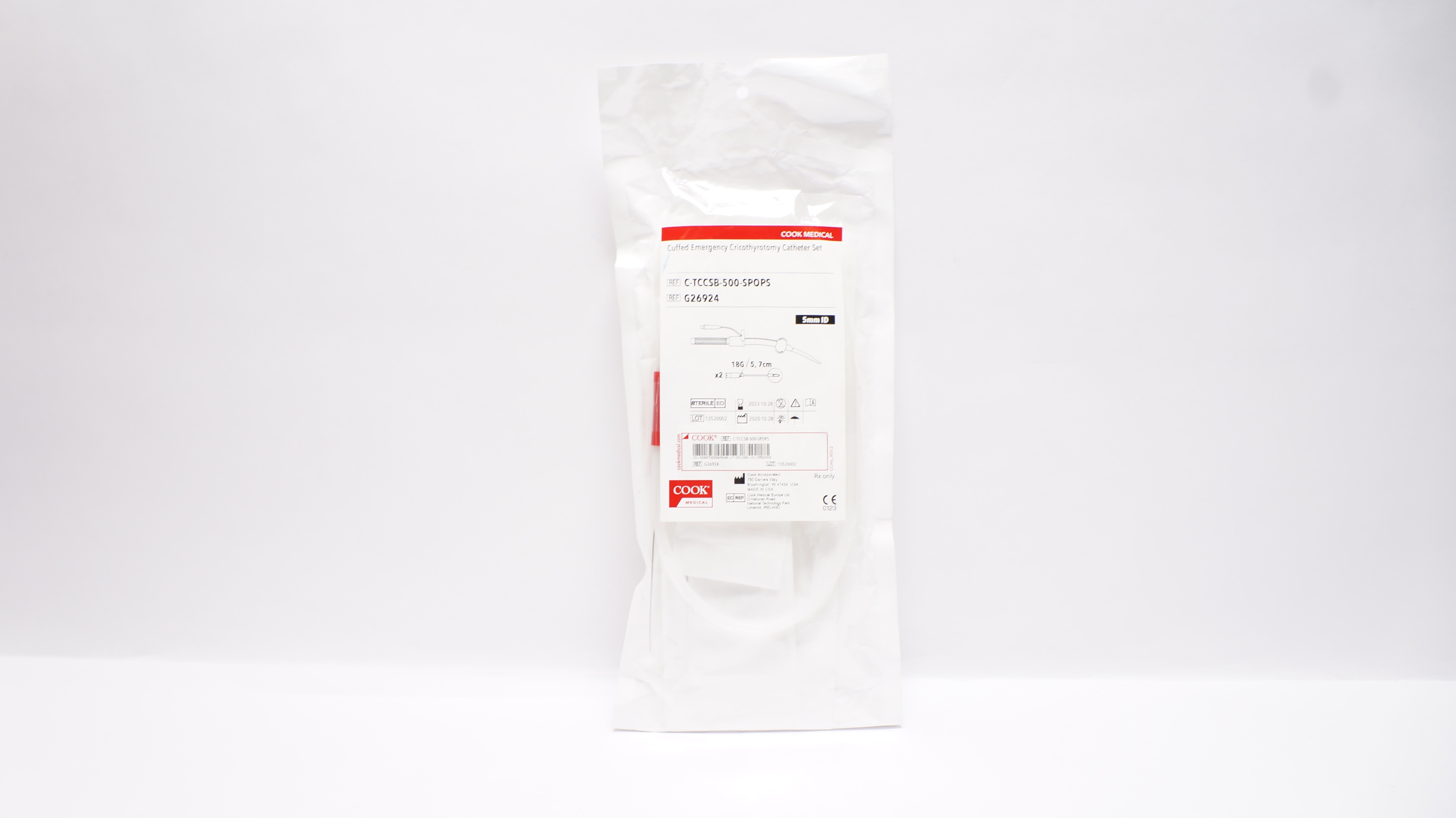 Cook Medical G26924 Cuffed Emergency Cricothyrotomy Cath. Set 5mm ID x 18G (x)