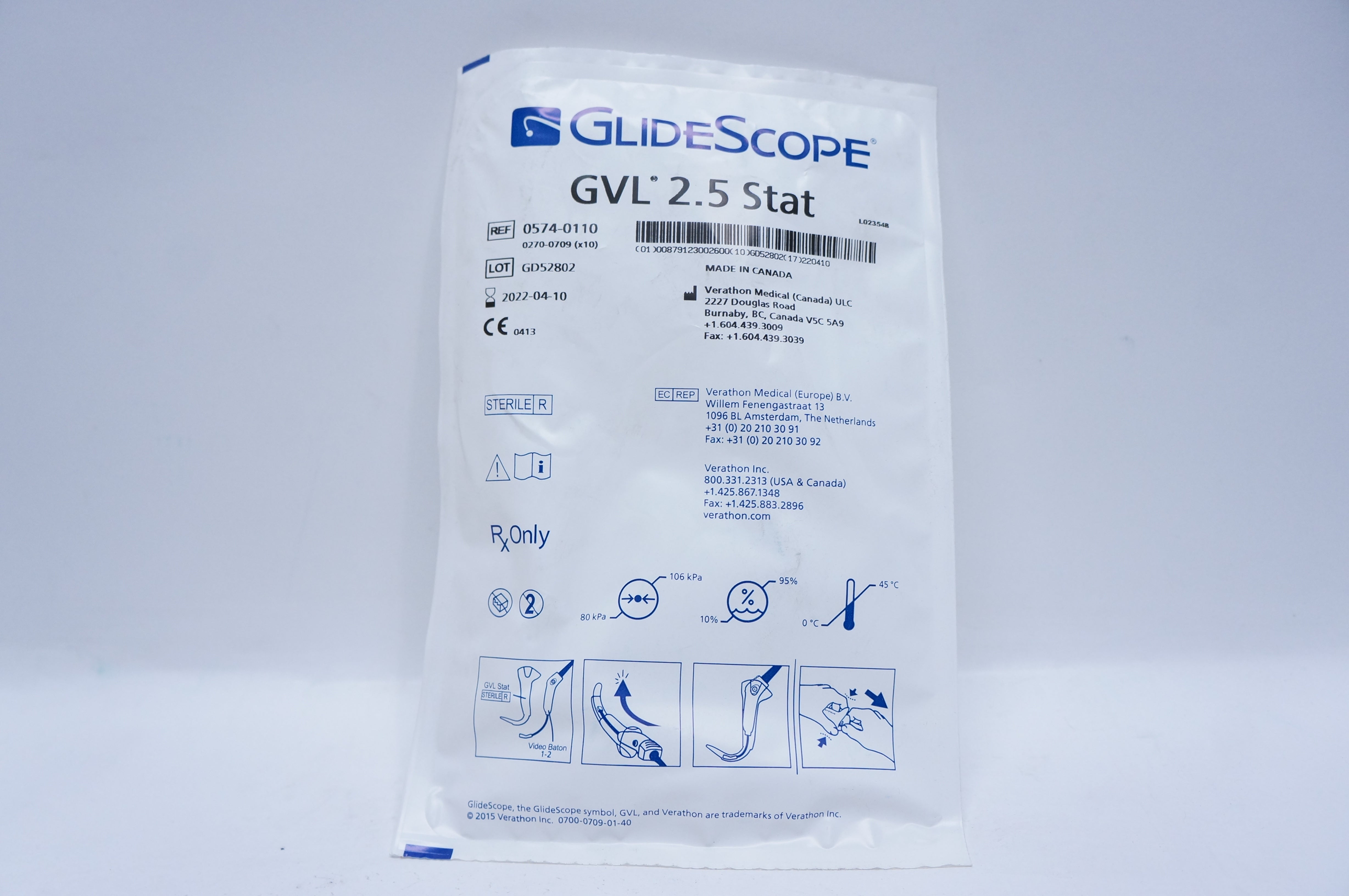 GlideScope 0574-0110 GVL 2.5 Stat
