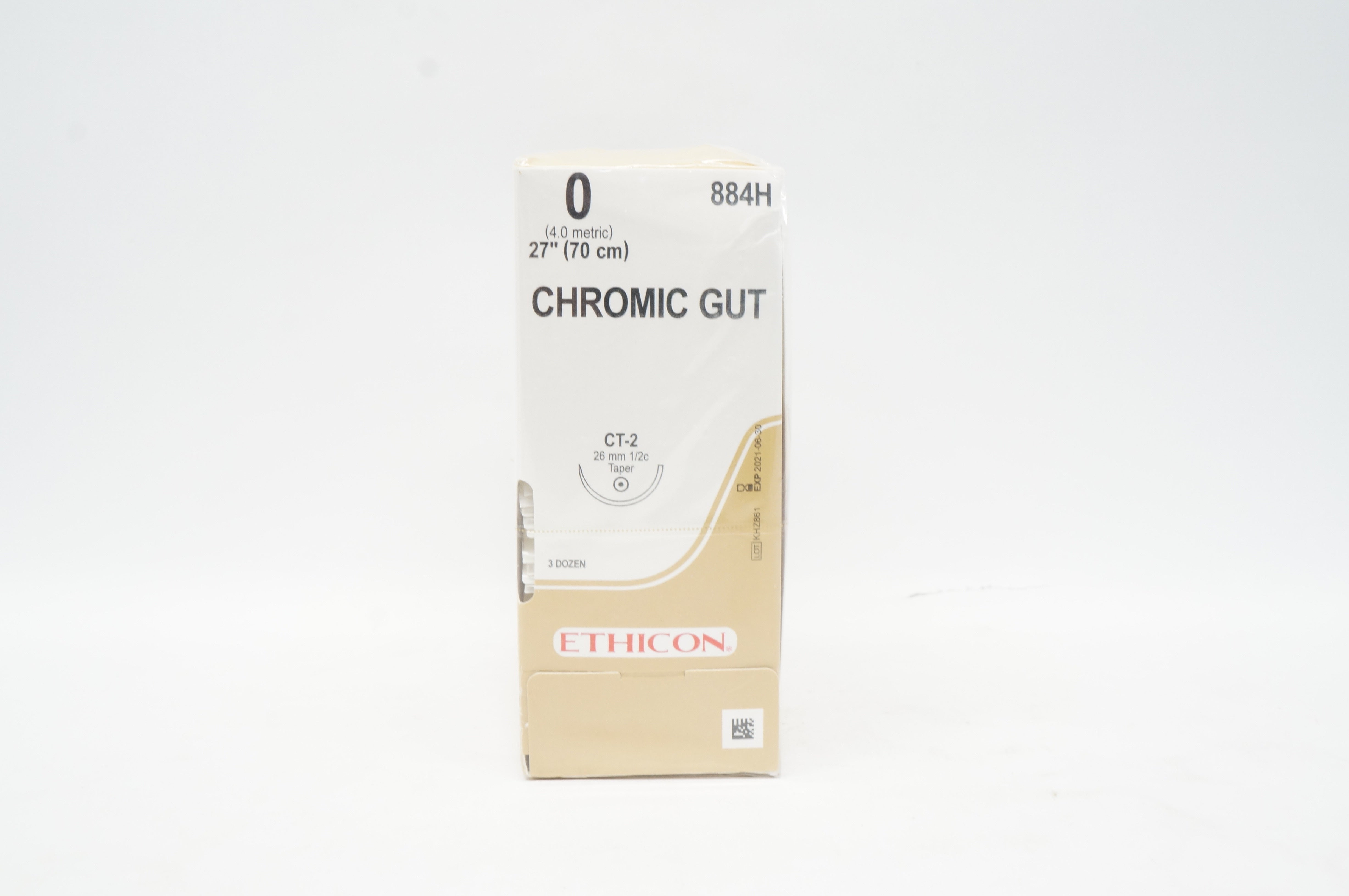 Ethicon 884H 0 CHROMIC GUT CT-2 26mm 1/2c 27inch ~ Pack of 36