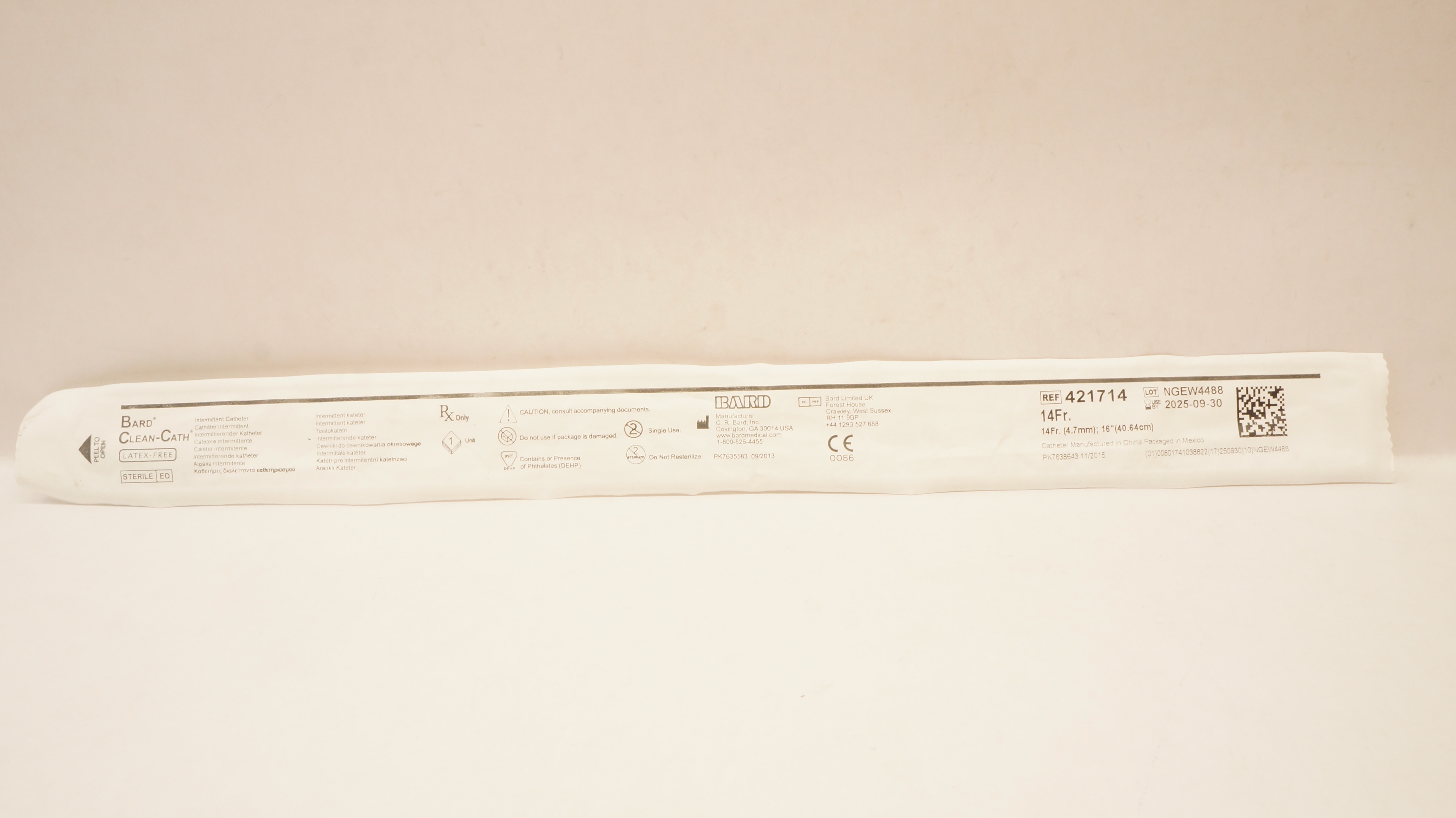 Bard 421714 Clean-Cath Intermittent Catheter 14Fr x 16Inch