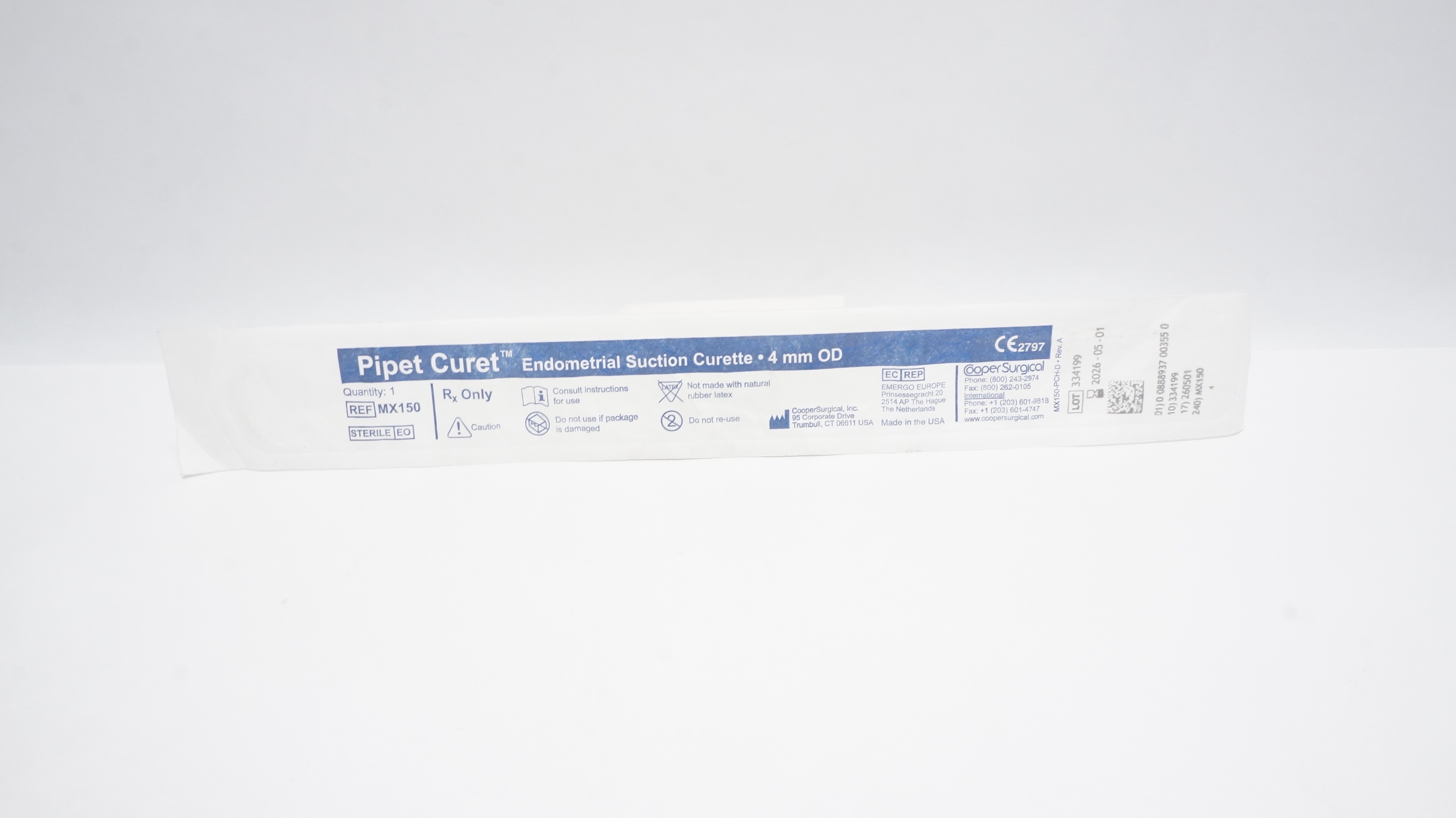 Cooper Surgical MX150 Pipet Curet Endometrial Suction Curette 4mm OD