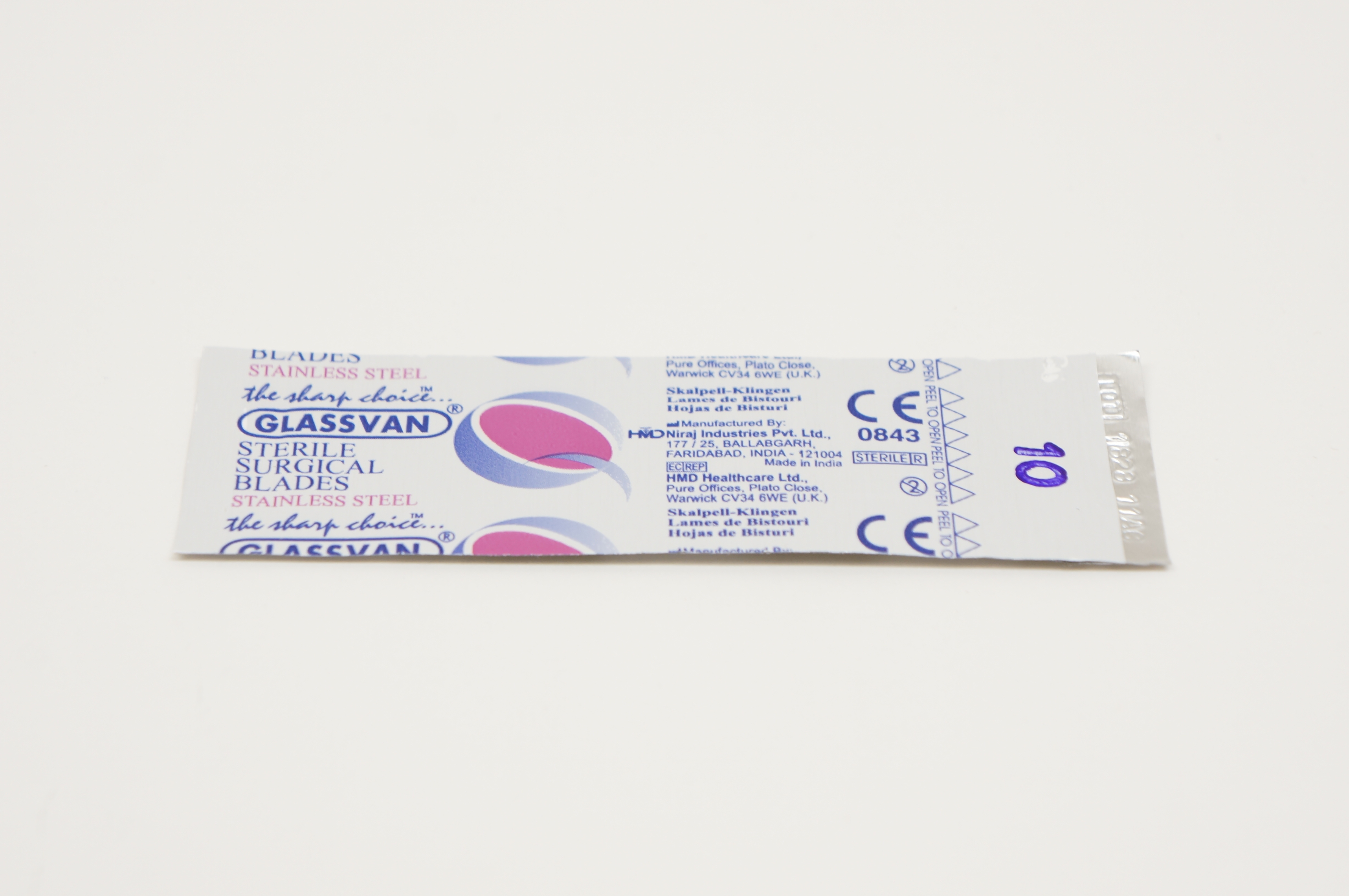 HMD GLASSVAN Sterile Surgical Blades Stainless Steel 10