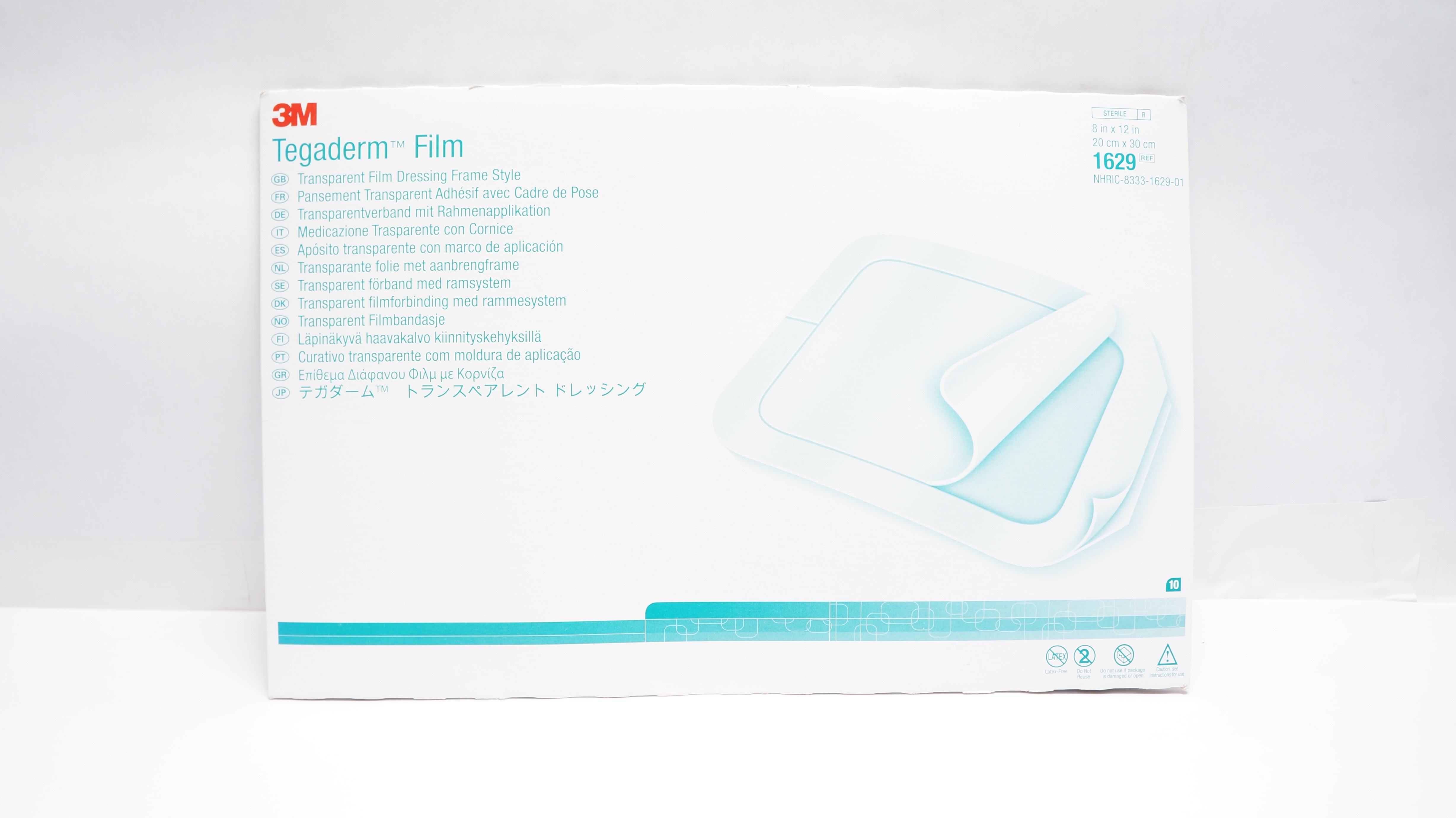 3M 1629 Tegaderm Transparent Film Dressing Frame Style 8 x 12 inch (x)- Box of 6