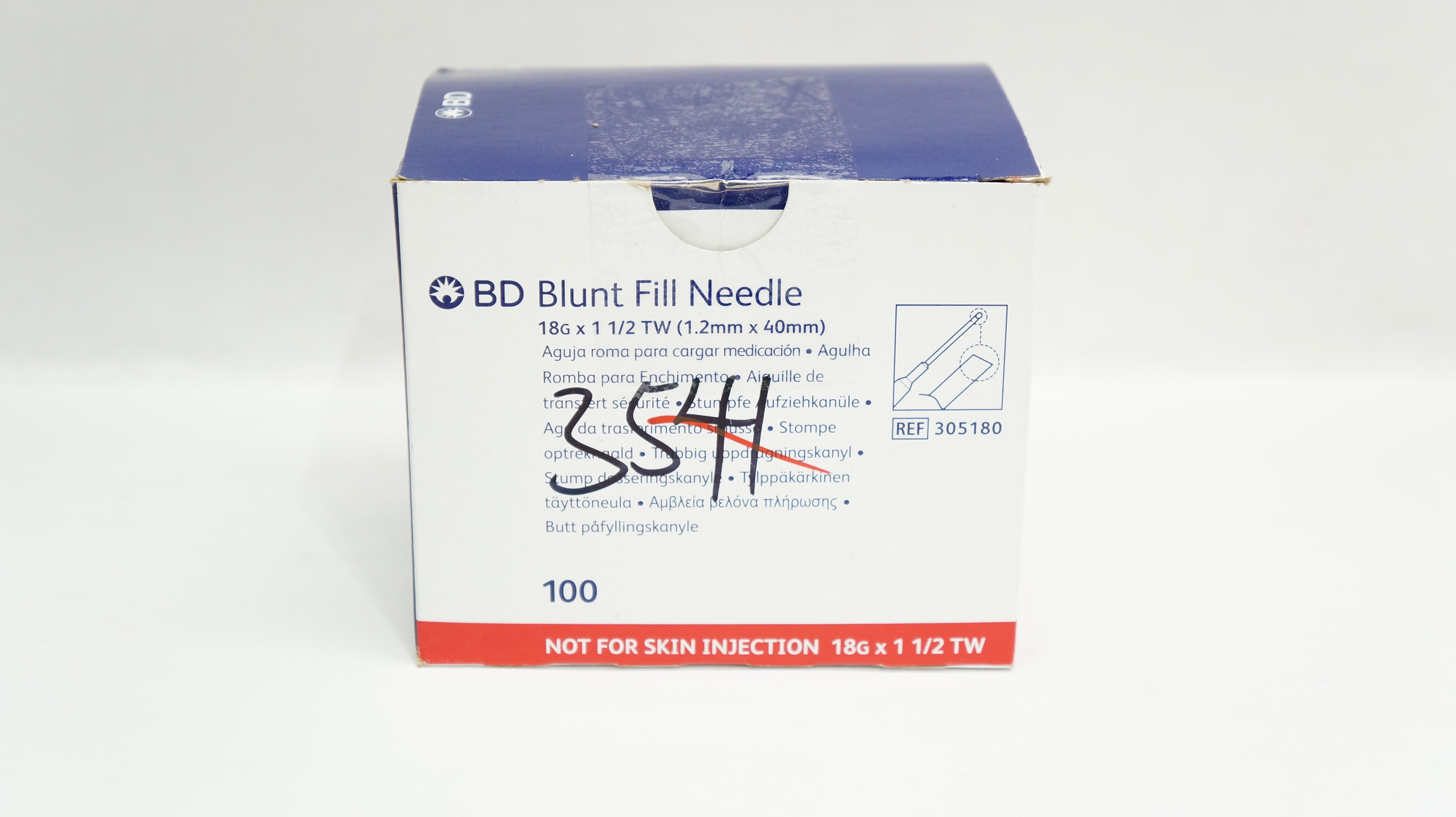 BD 305180 Blunt Fill Ndle 18G x 1-1/2 - Box of 100