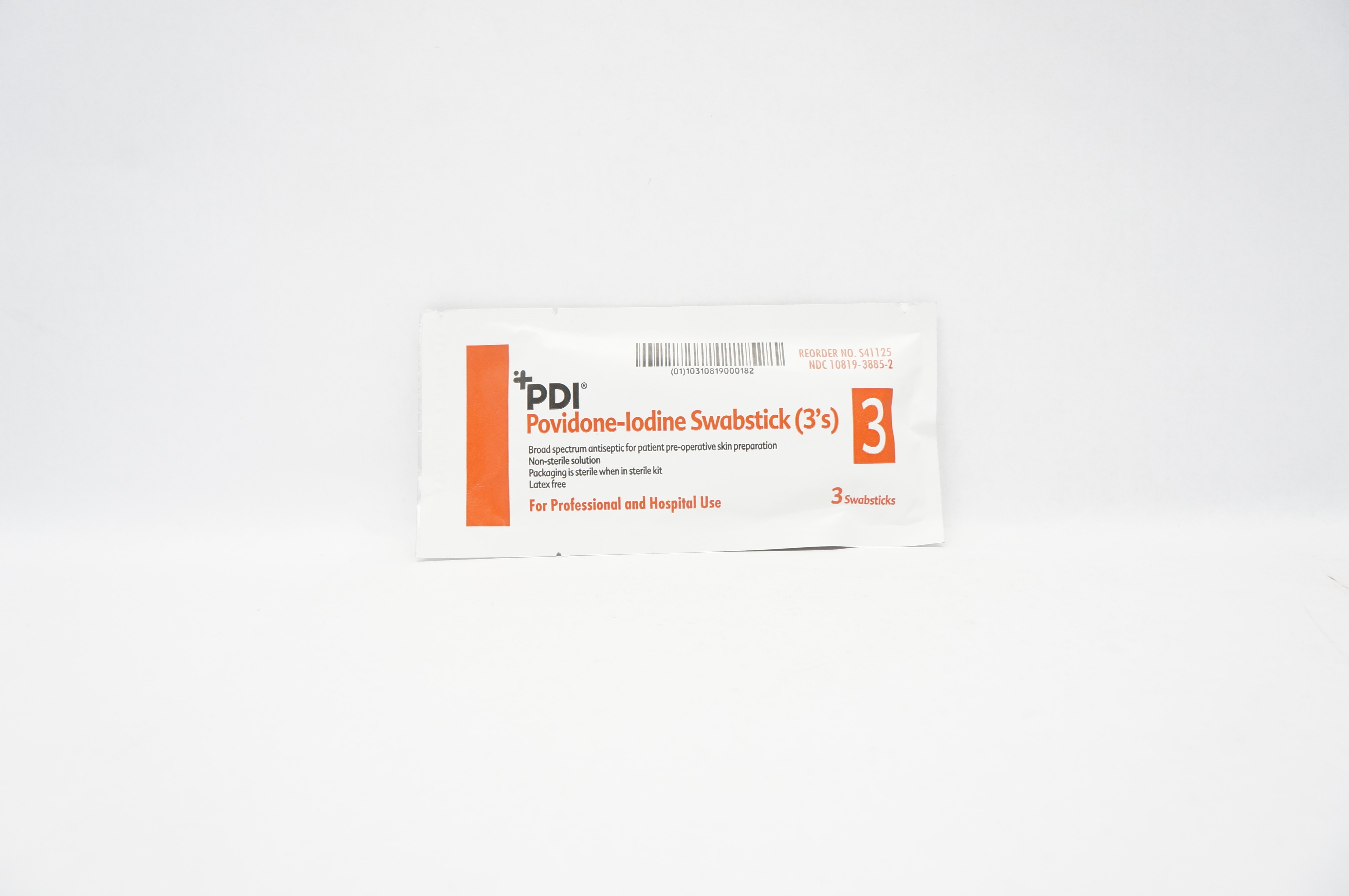 PDI S41125 PDI Povidone-lodine Swabstick 3's - Pack of 3