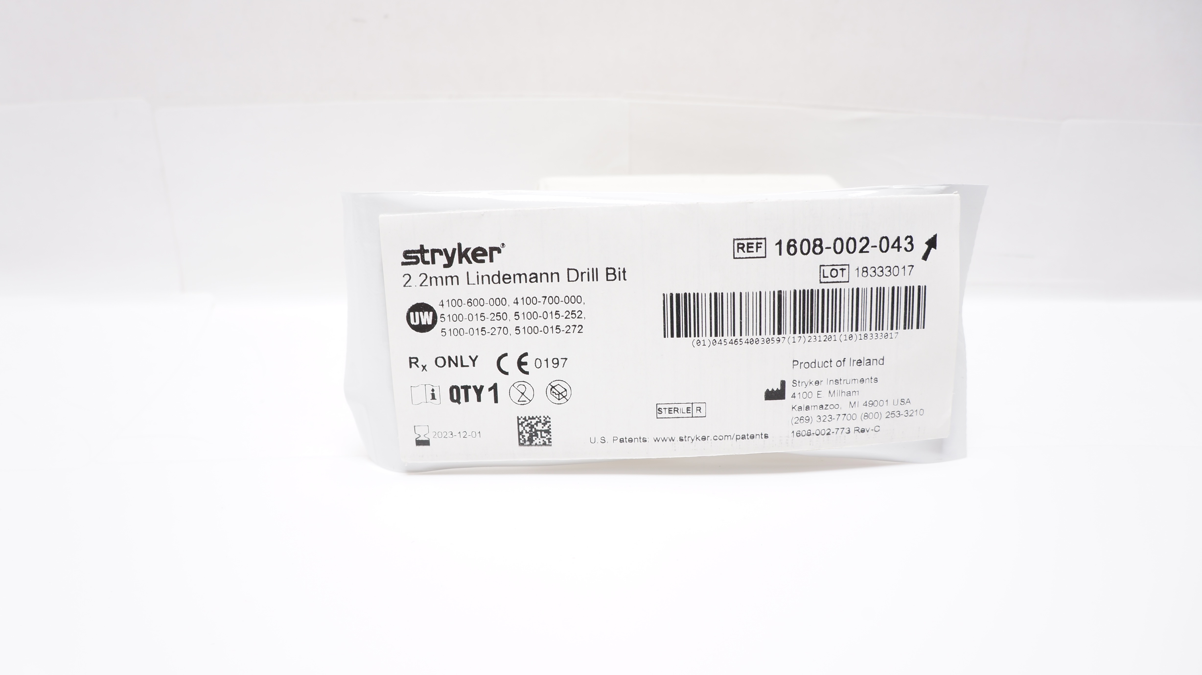 Stryker 1608-002-043 Lindemann Drill Bit 2.2mm (x)