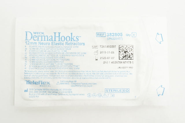 Teleflex Medical 382805 Derma Hooks Neuro Elastic Retractors 12mm (x)- Pack of 6