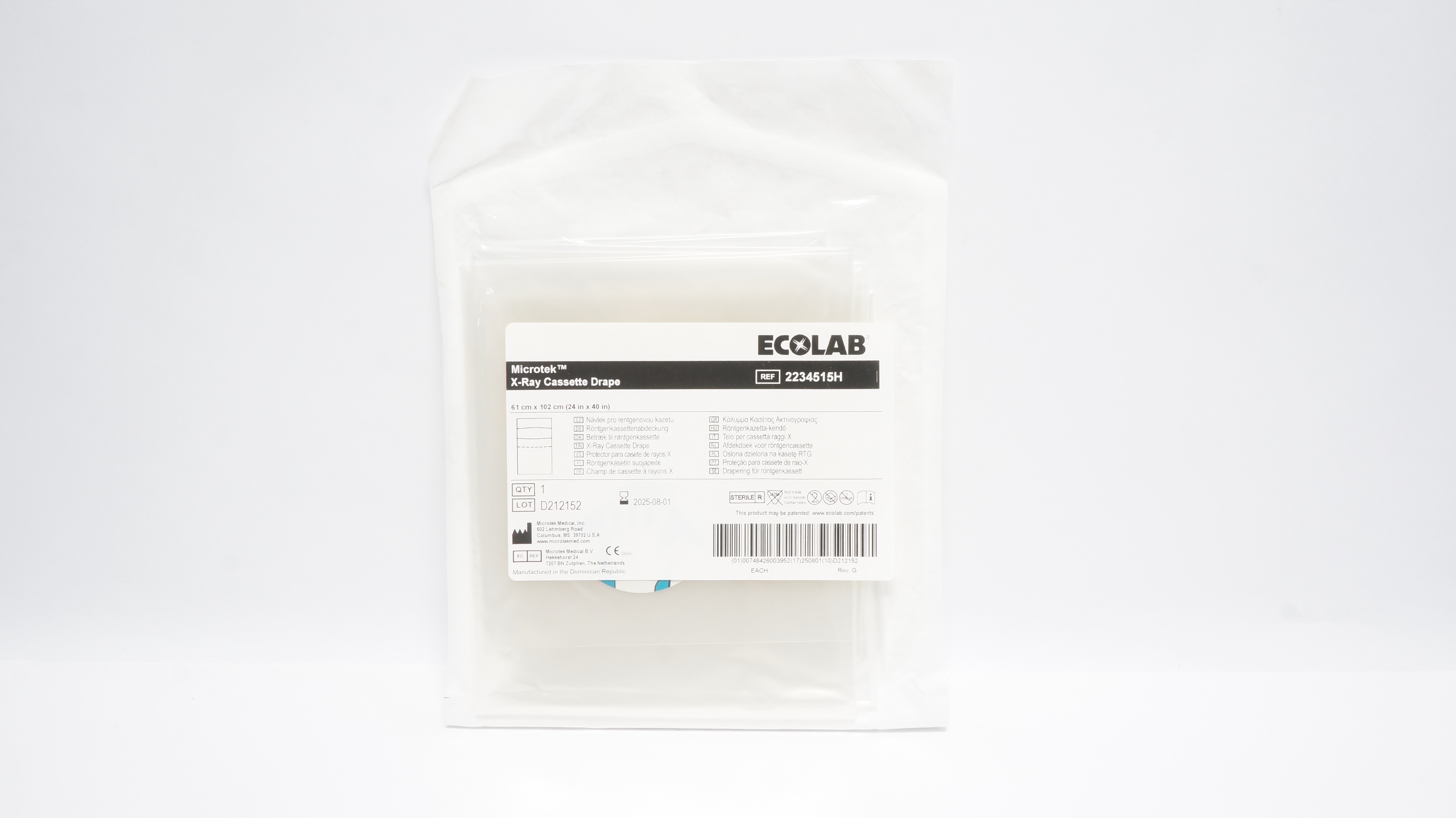 Microtek 2234515H Ecolab X-Ray Cassette Drape 24 inch x 40 inch (x)