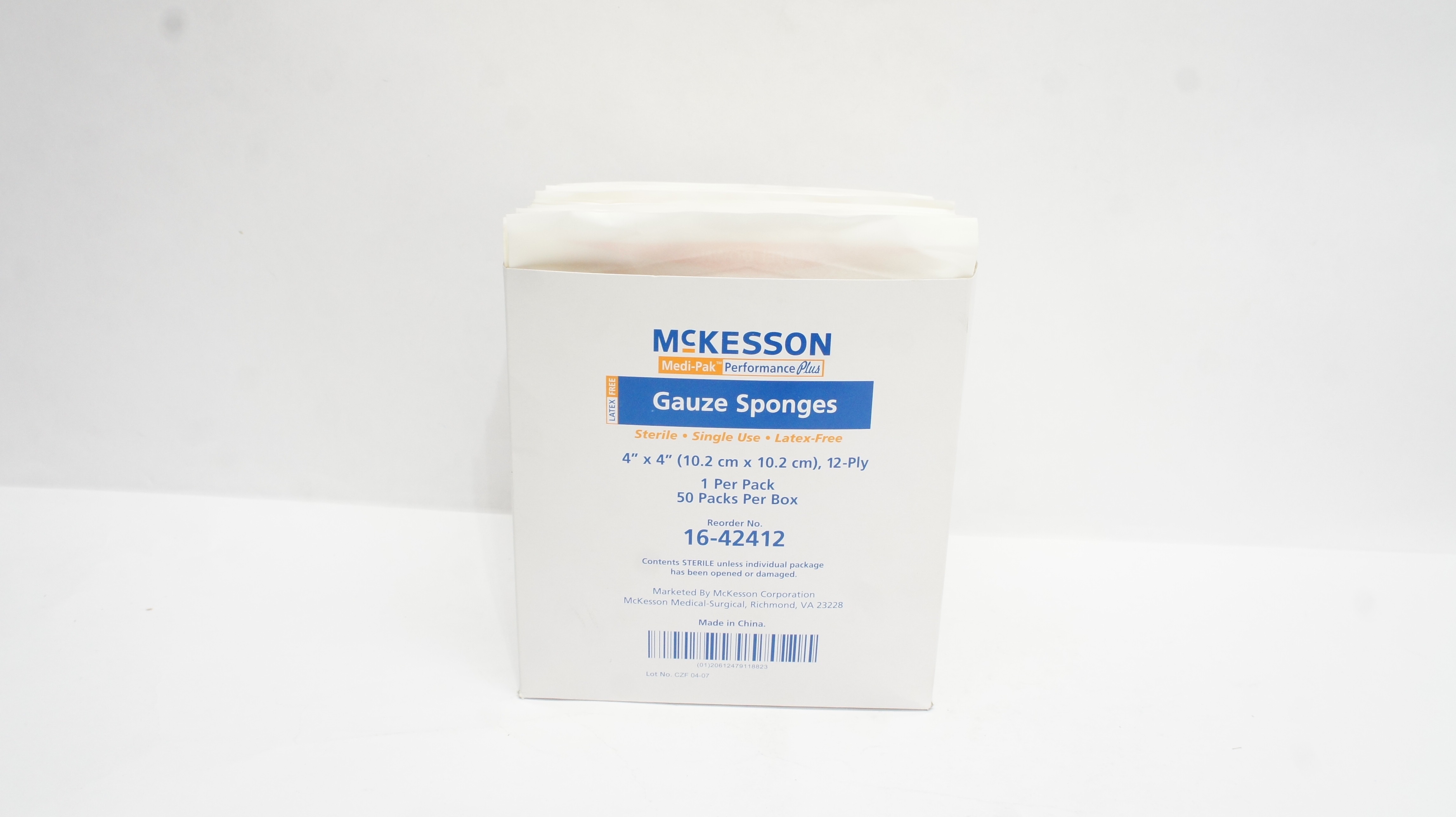 McKesson 16-42412 Medi-Pak Gauze Sponges 4inch x 4inch 12-Ply - Box of 50