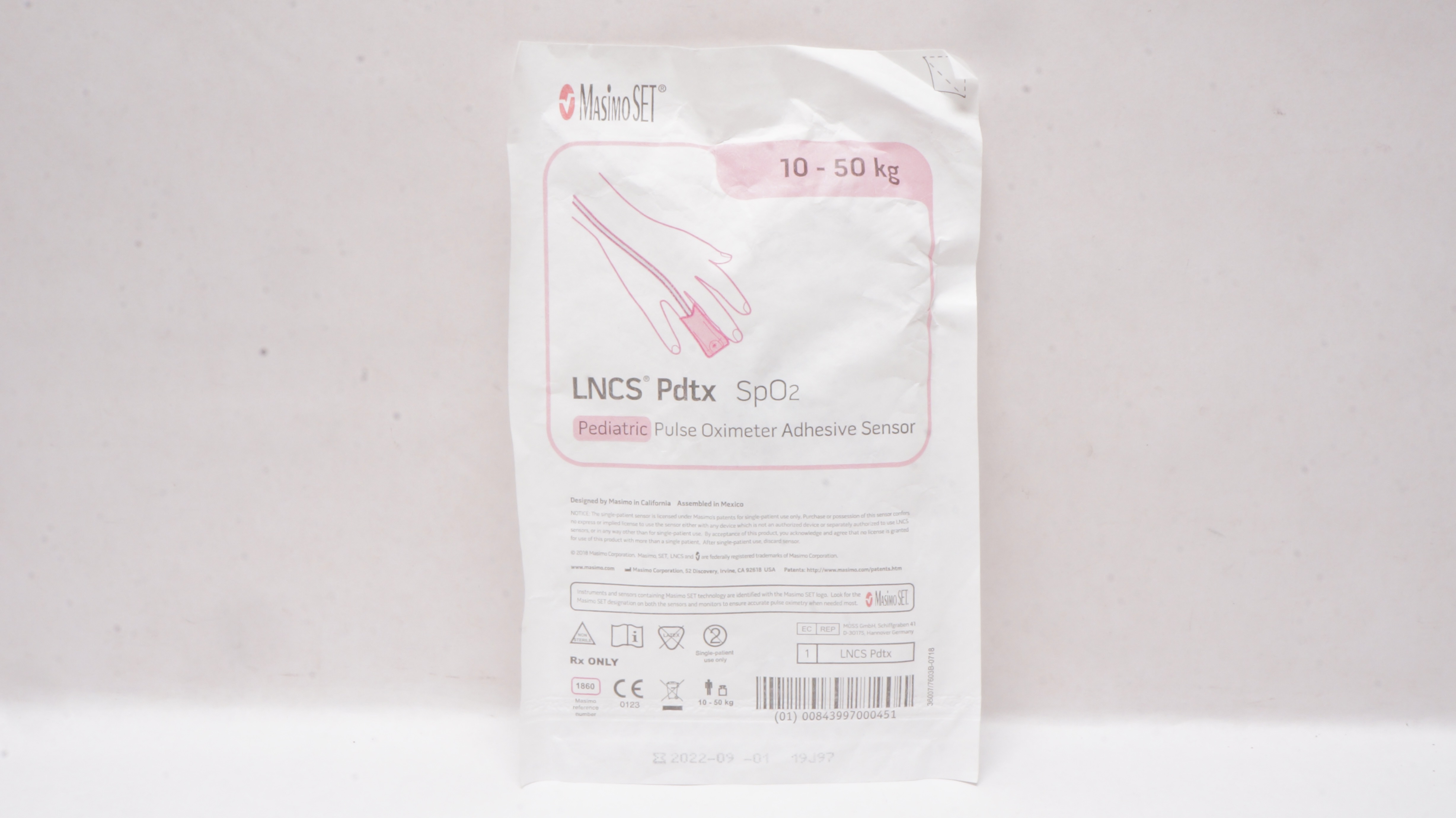 Masimo 1860 LNCS Pdtx SpO2 Pediatric Pulse Oximeter Adhesive Sensor 10-50 kg (x)