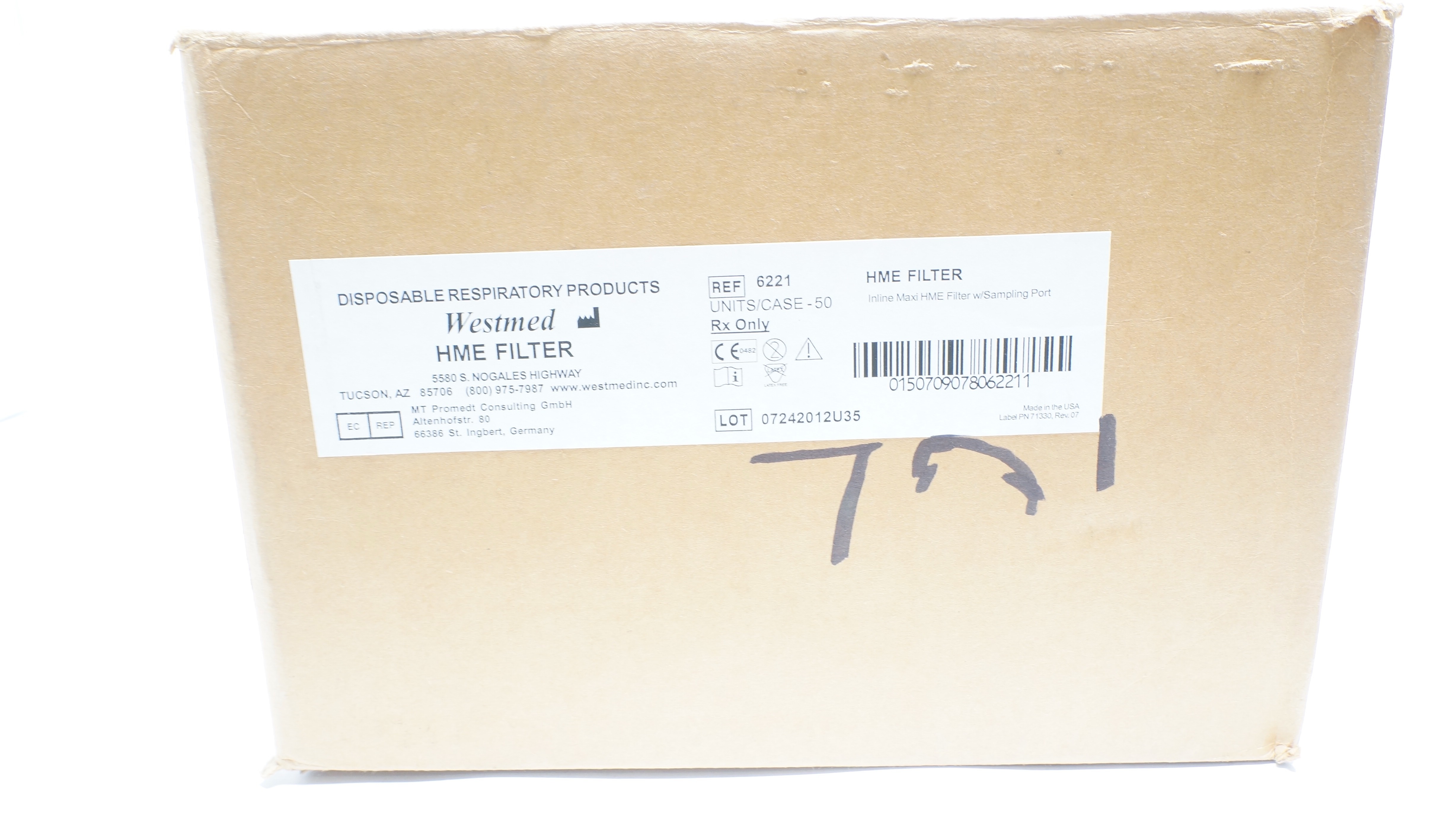 Westmed 6221 Inline Maxi HME Filter w/Sampling Port - Case of 50