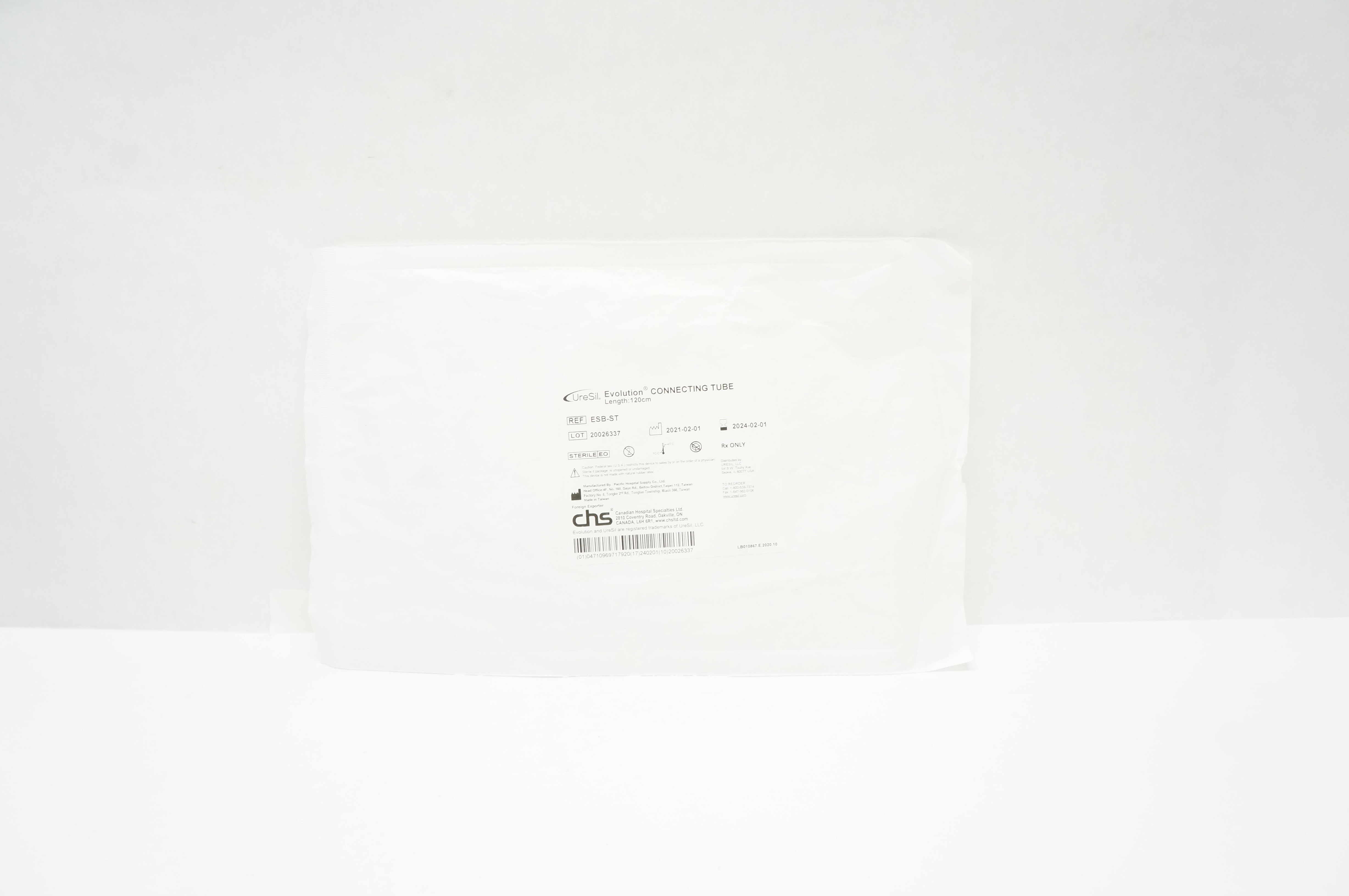 Pacific Hospital Supply ESB-ST UreSil Evolution Connecting Tube, 120cm