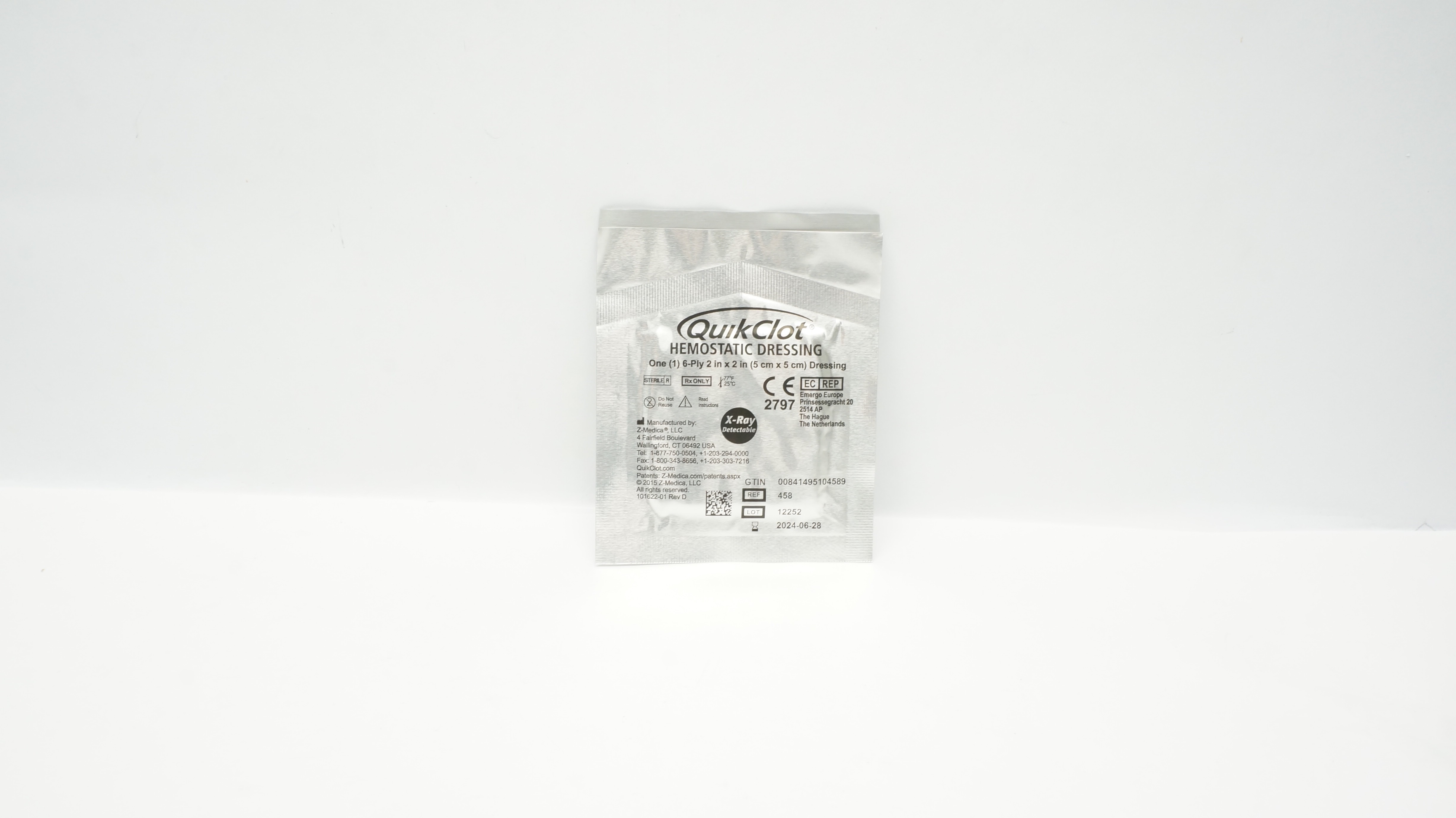 Z-Medical 458 QuikClot Hemostatic Dressing 2inch x 2inch 6-Ply (x)