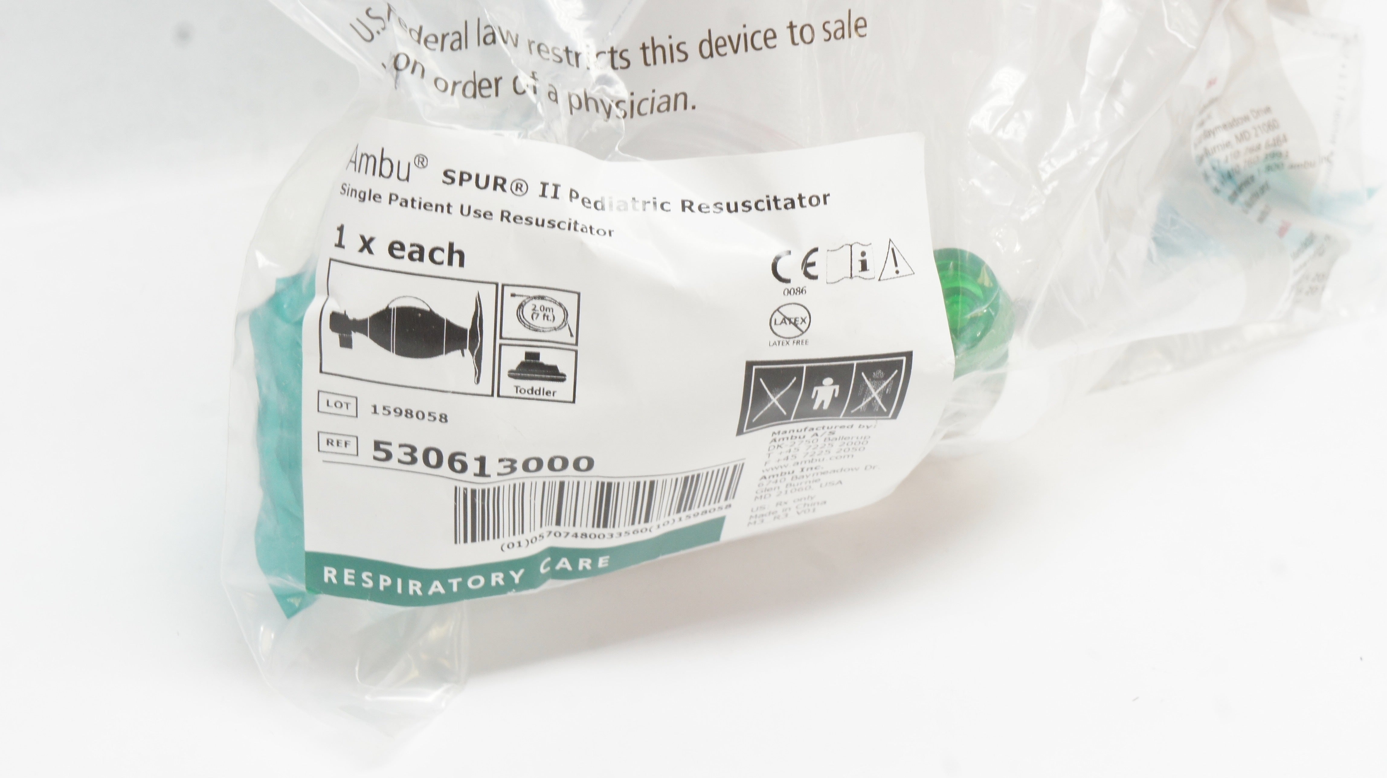 AMBU 530613000 SPUR II Pediatric Resuscitator 7ft.
