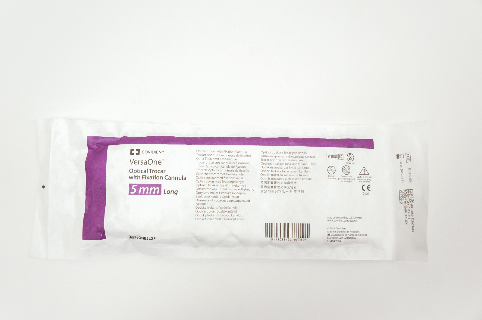 Covidien ONB5LGF VersaOne Optical Trocar with Fixation Cannula 5mm Long